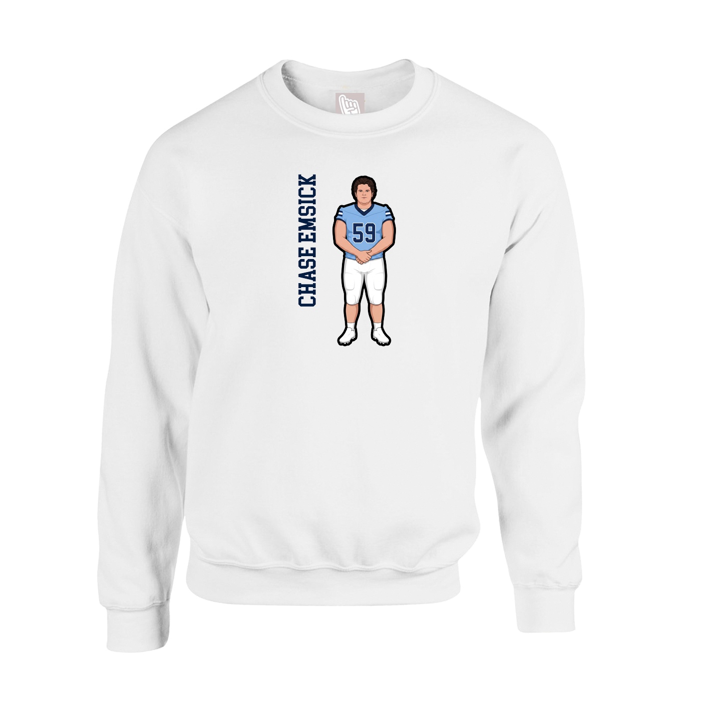 Fleece Crew — Name Vertical in White