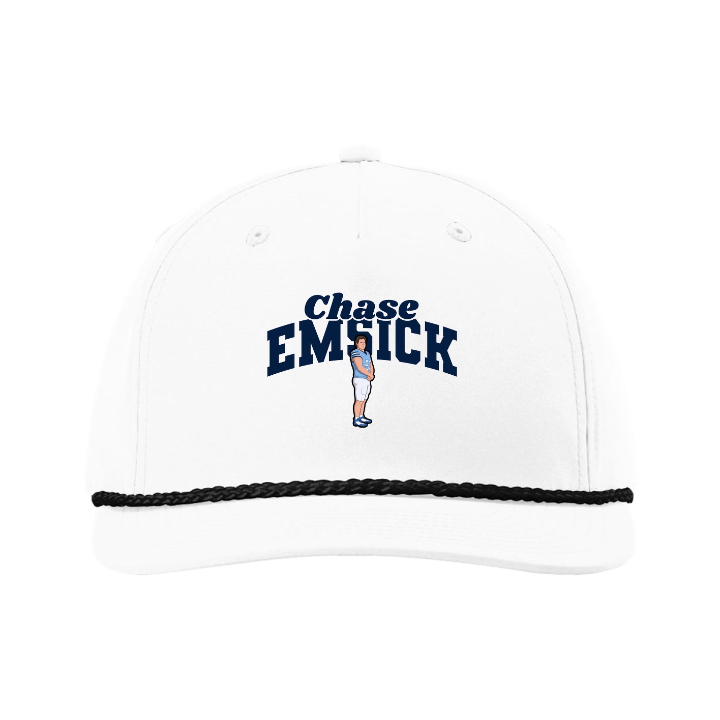 Five-Panel Classic Rope Cap — Signature Arch in White