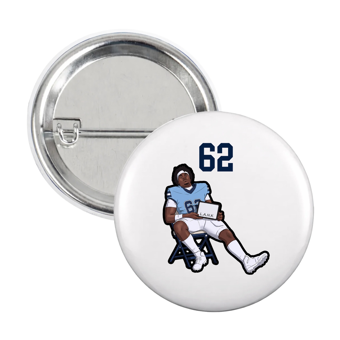 Game Day Button — Number Top in White
