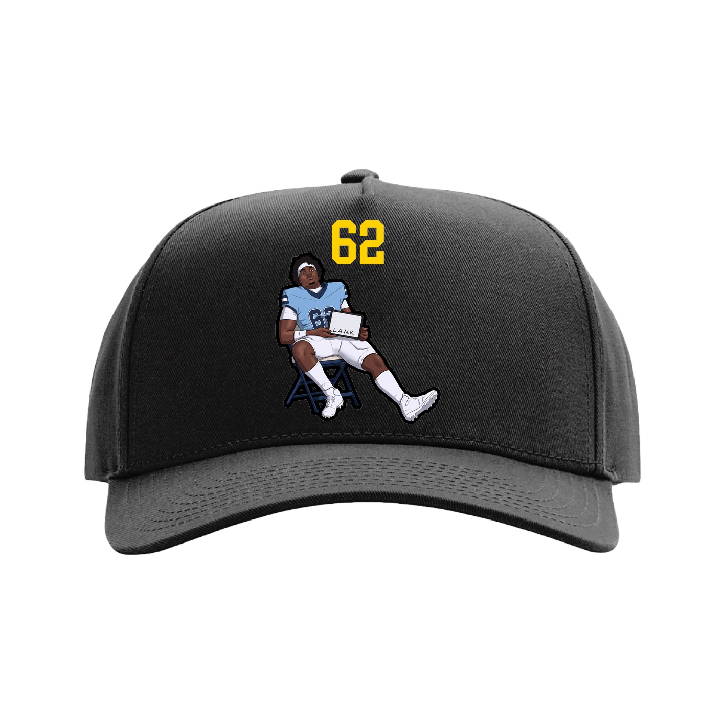 Full Fabric Five-Panel Champ Cap — Number Top in Black