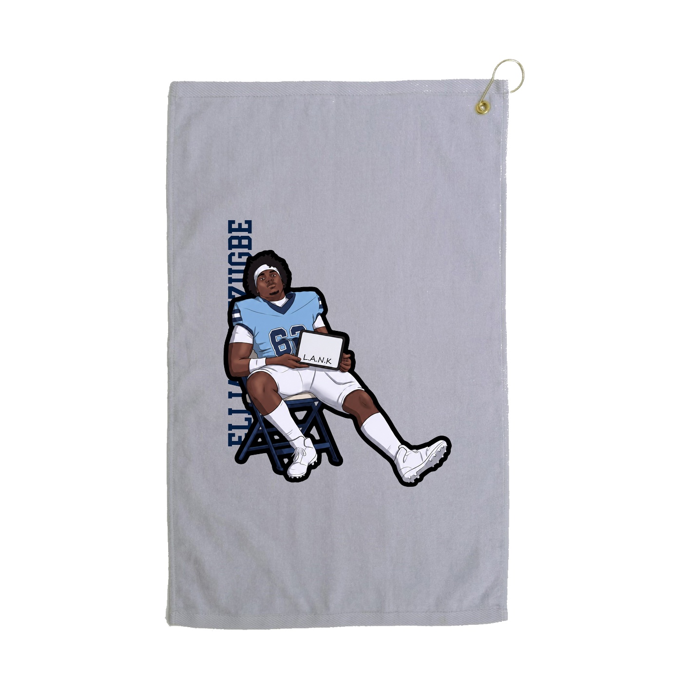 Golf Towel — Name Vertical in Grey