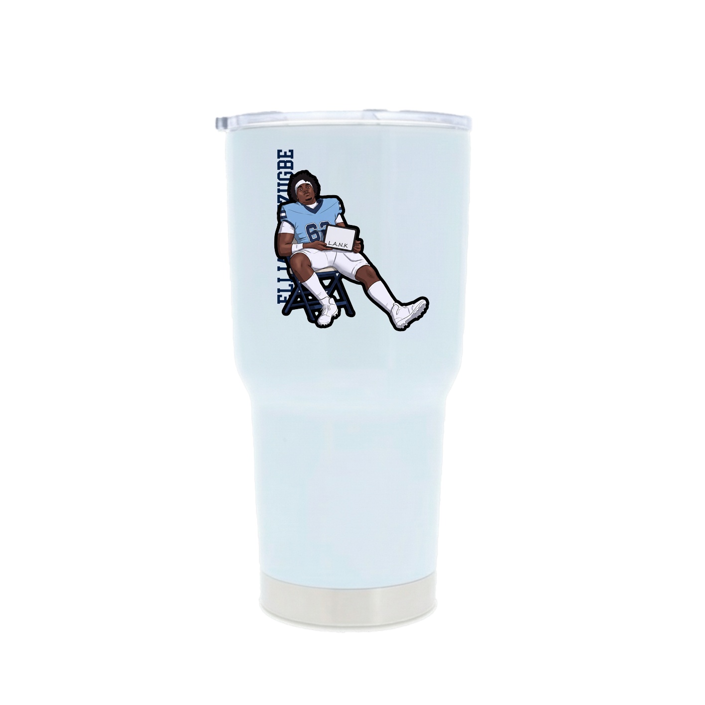 30oz Stainless Steel Tumbler — Name Vertical in White