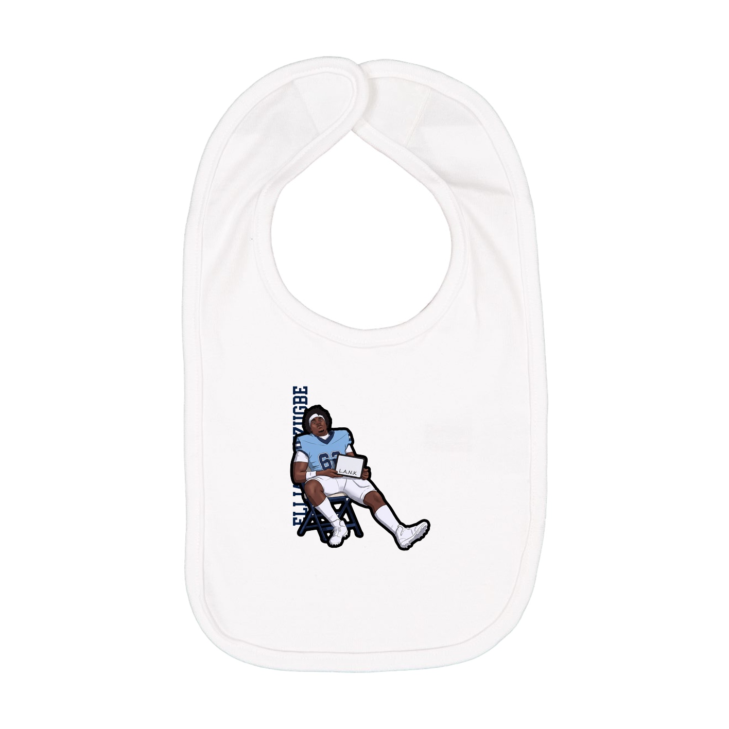 Infant Bib — Name Vertical in White