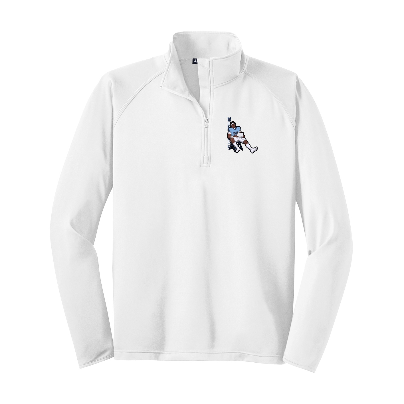Q-Zip Pullover — Name Vertical in White