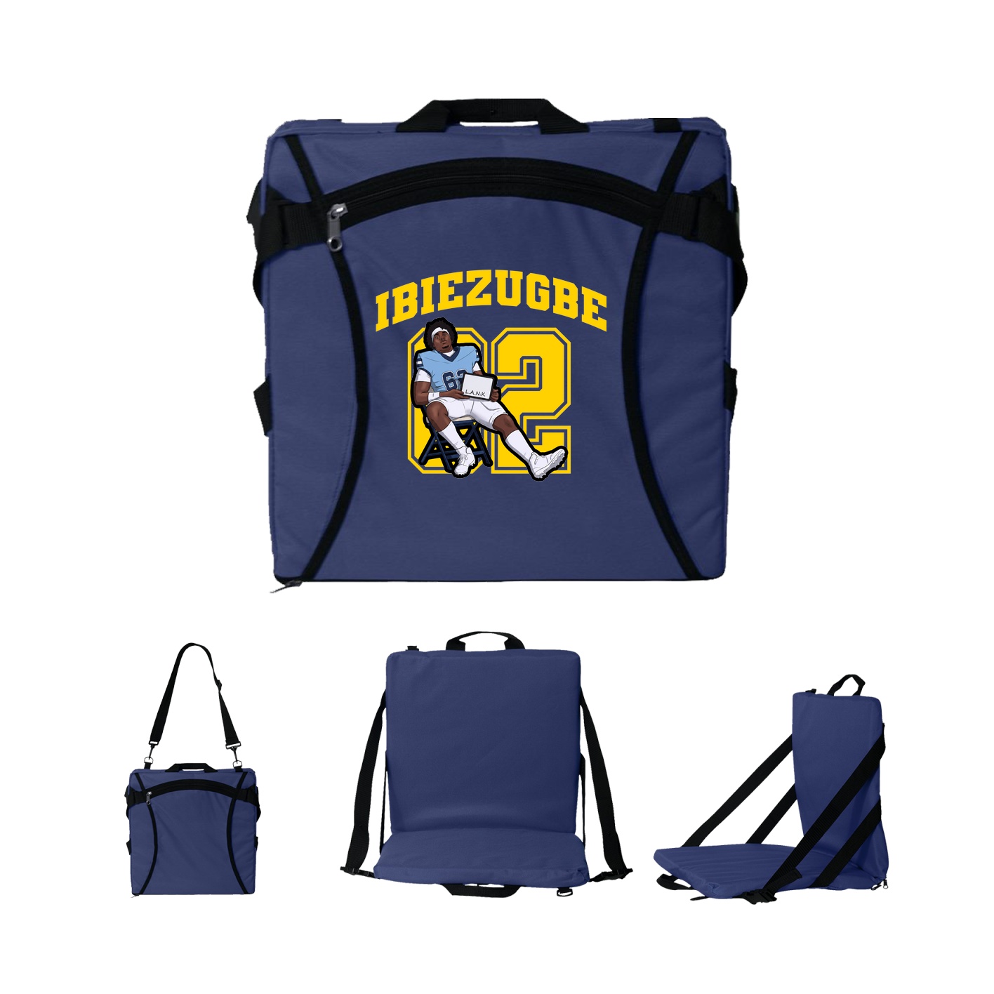 Folding Stadium Seat — Number in Navy