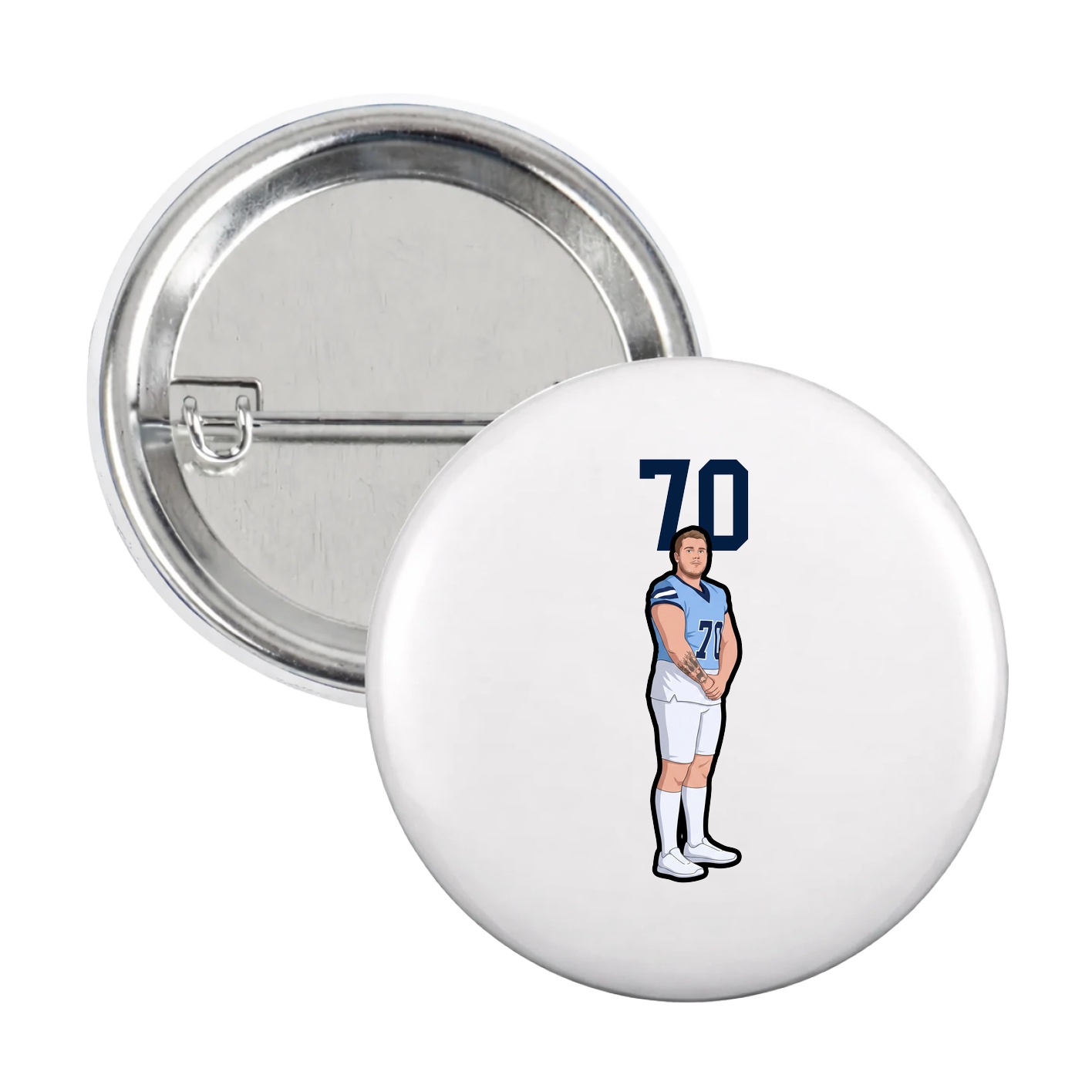 Game Day Button — Number Top in White