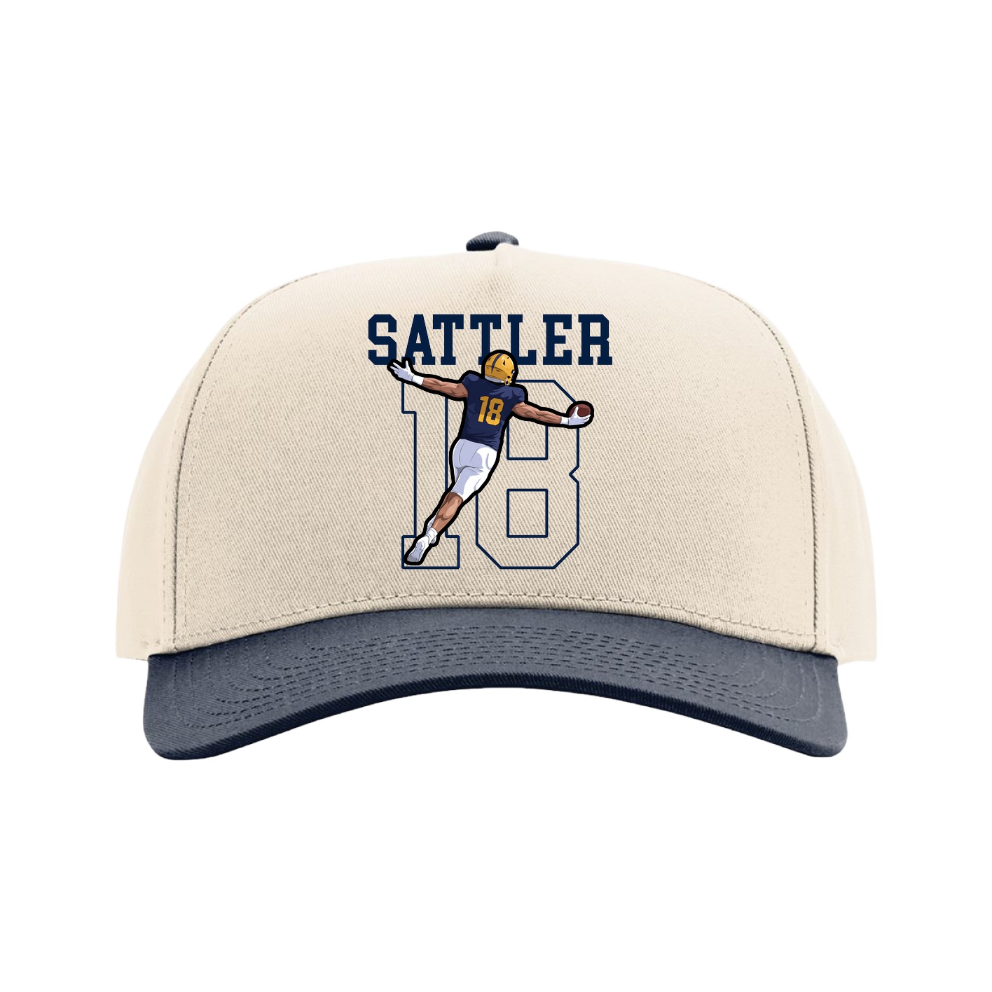 Full Fabric Five-Panel Champ Cap — Shirsey in Cream/Navy