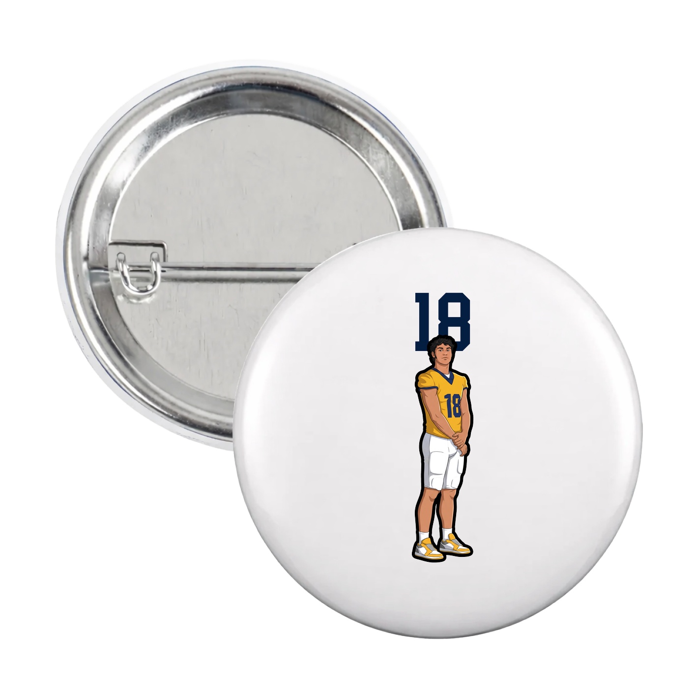 Game Day Button — Number Top in White