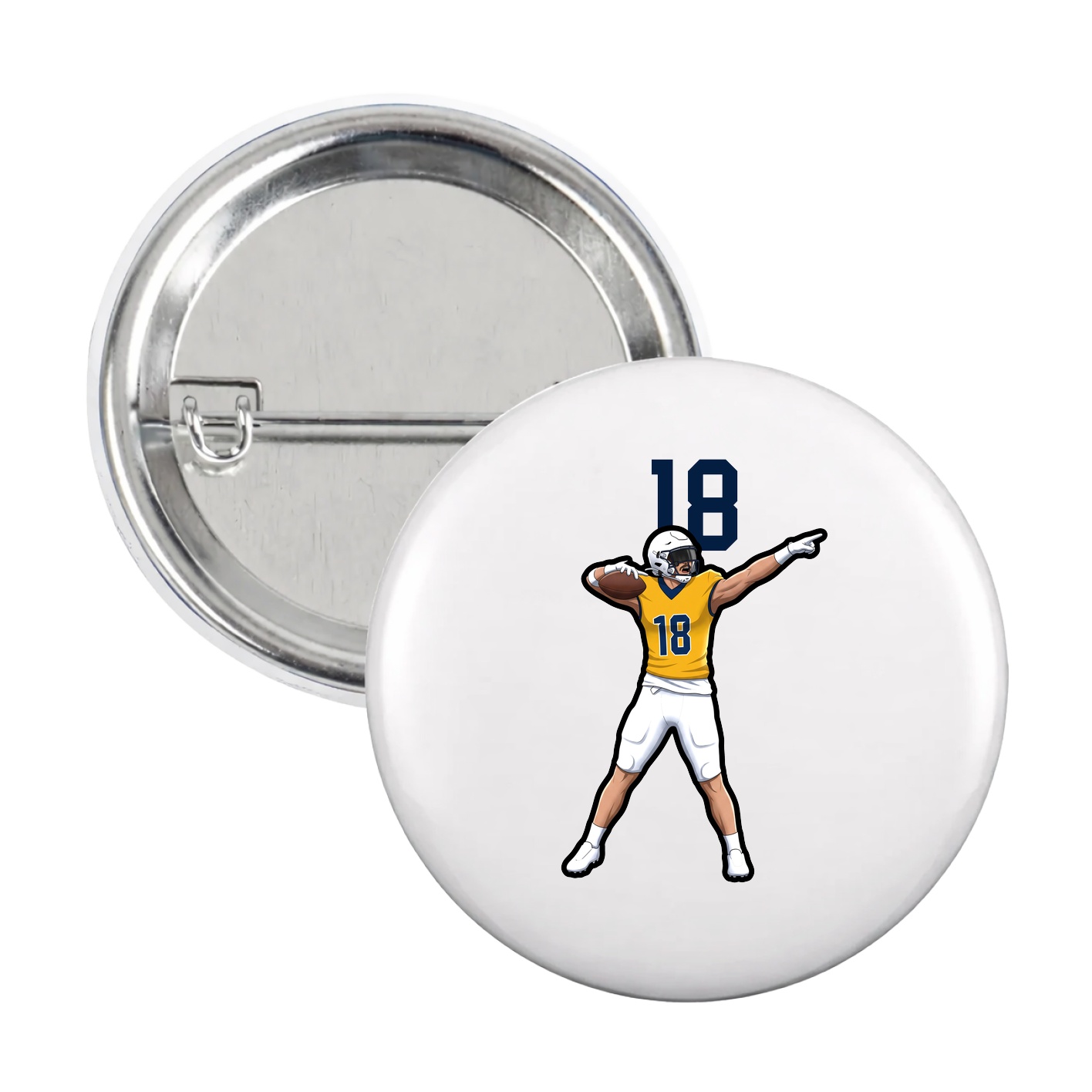 Game Day Button — Number Top in White