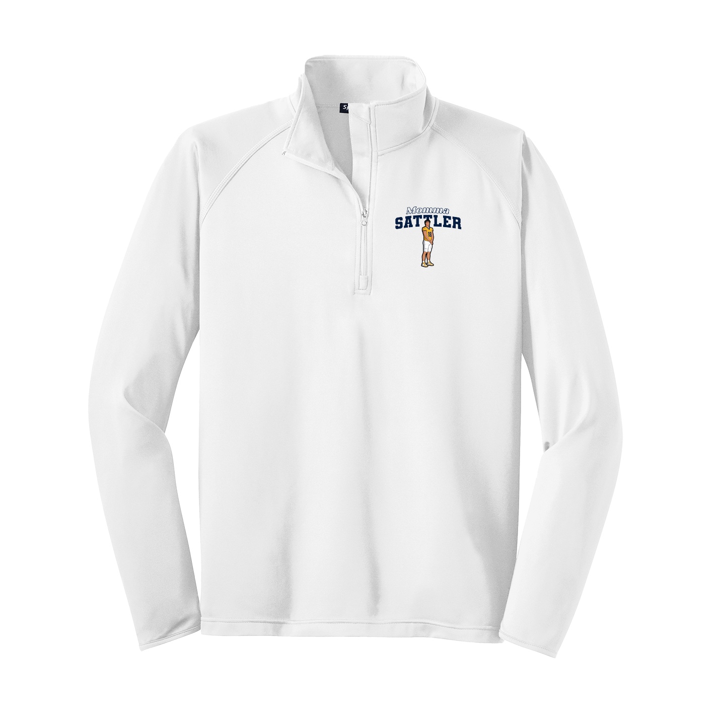Q-Zip Pullover — Mothers Day Block in White