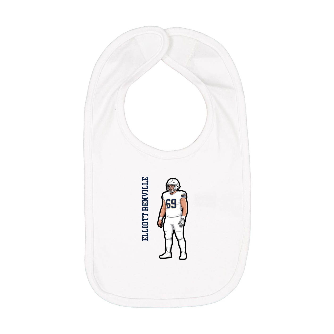 Infant Bib — Name Vertical in White