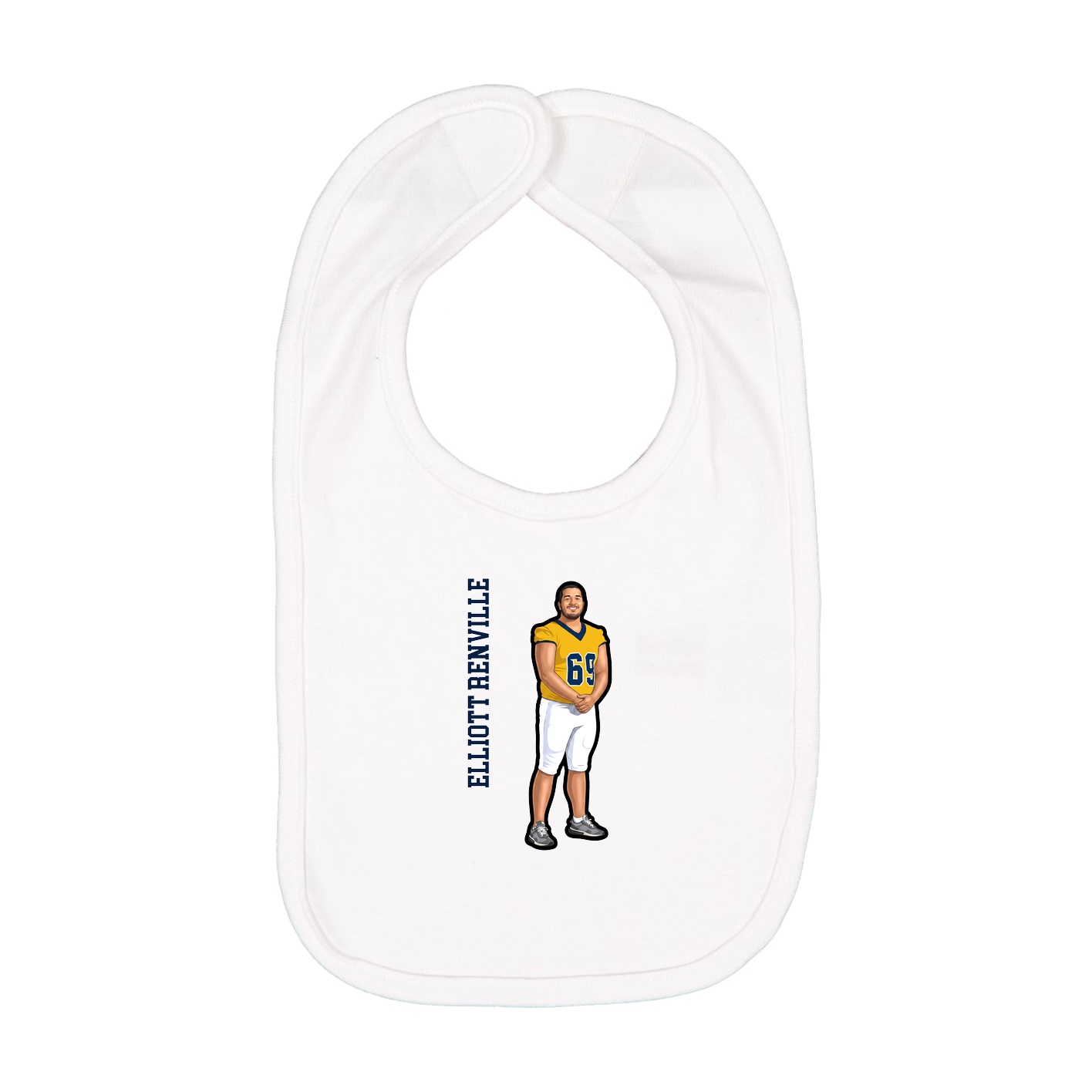 Infant Bib — Name Vertical in White