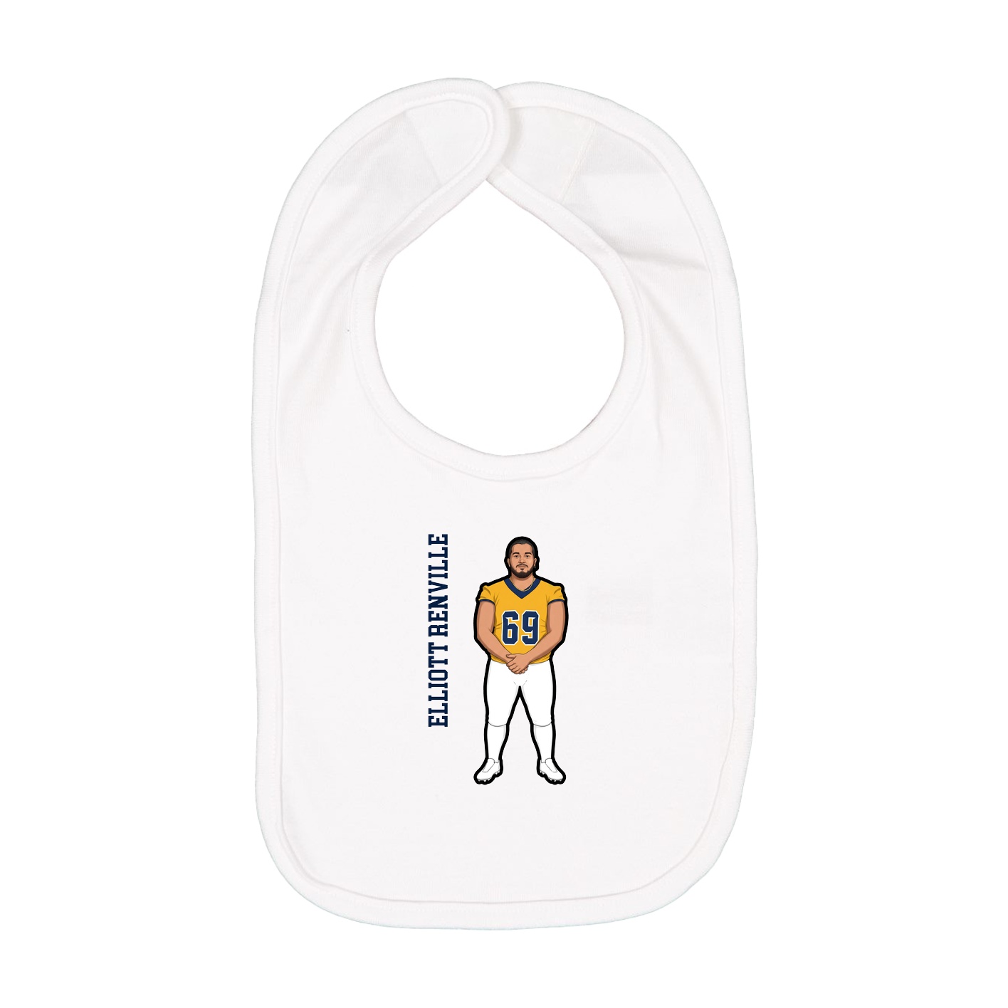 Infant Bib — Name Vertical in White