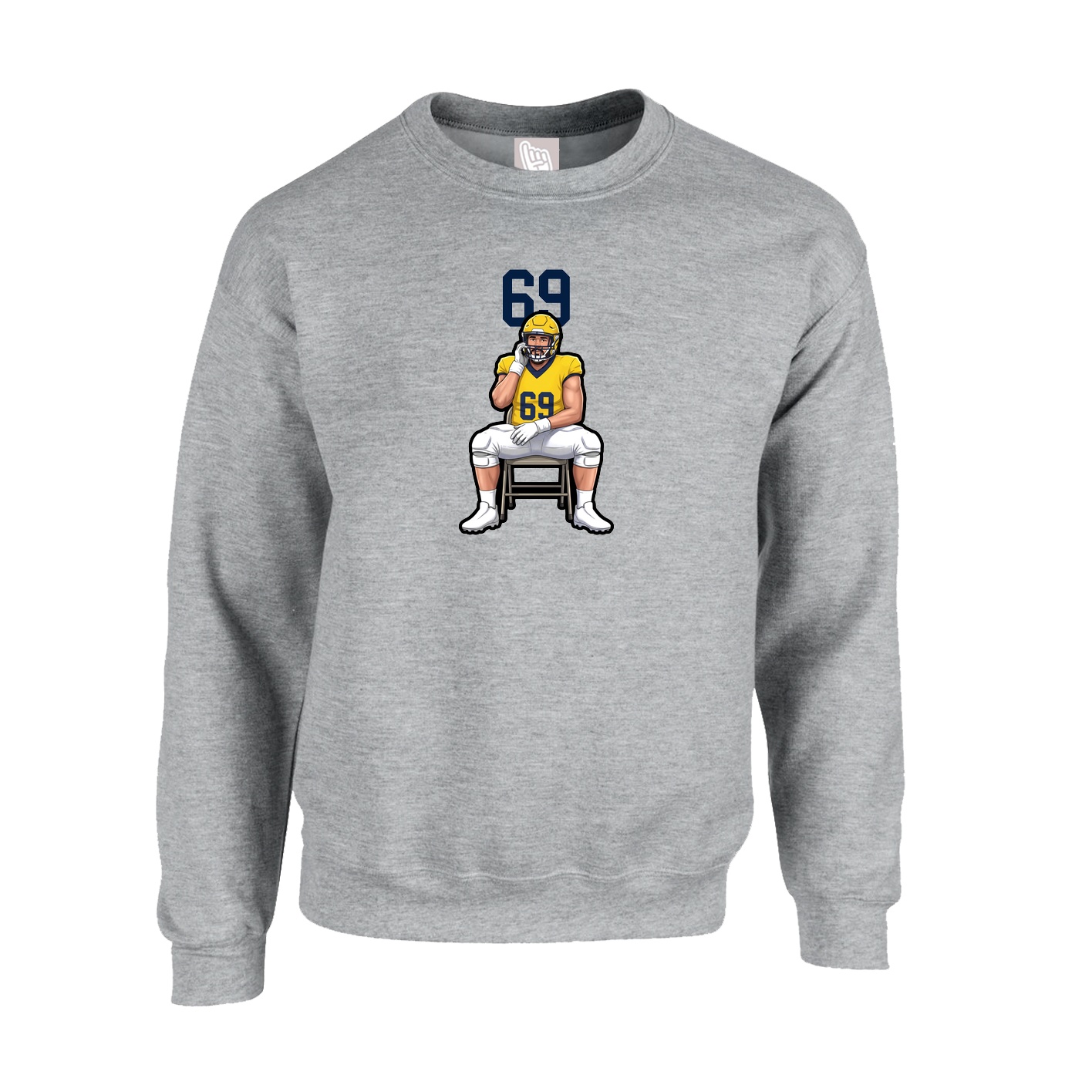 Fleece Crew — Number Top in Grey
