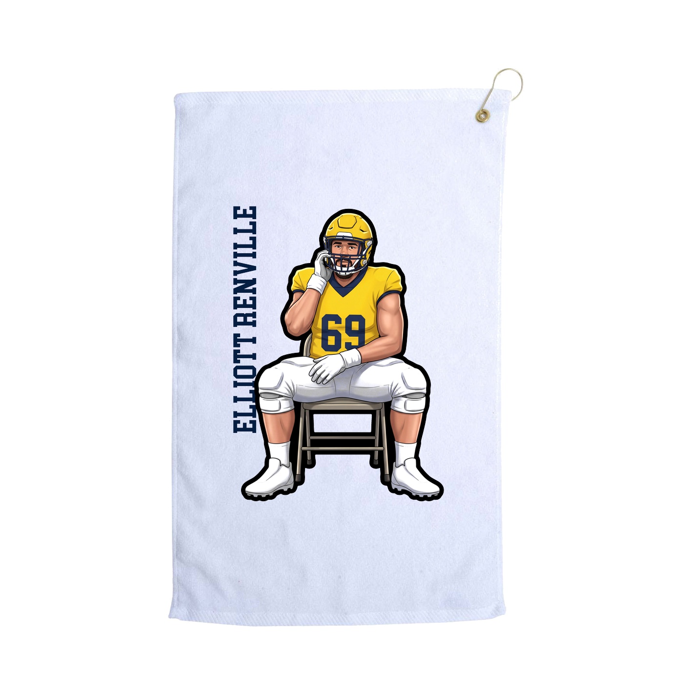 Golf Towel — Name Vertical in White