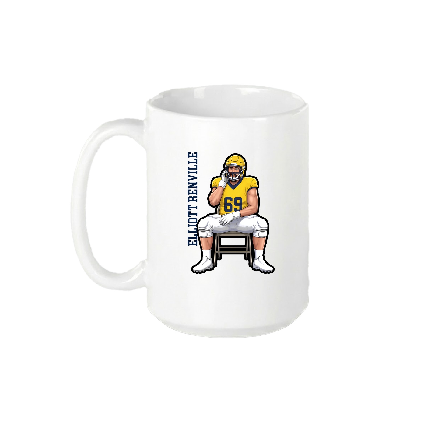 15oz Coffee Mug — Name Vertical in White