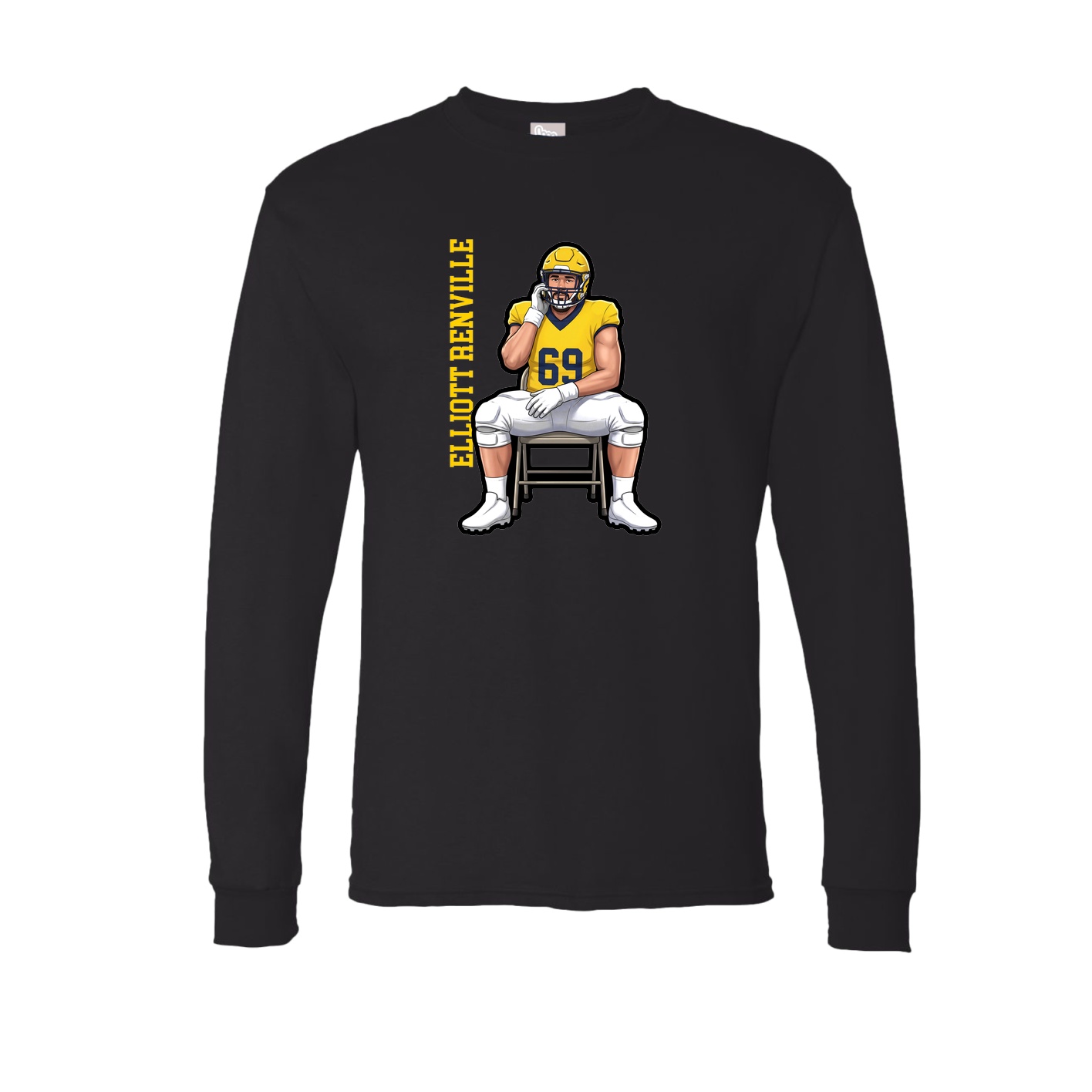 Long Sleeve Tee — Name Vertical in Black