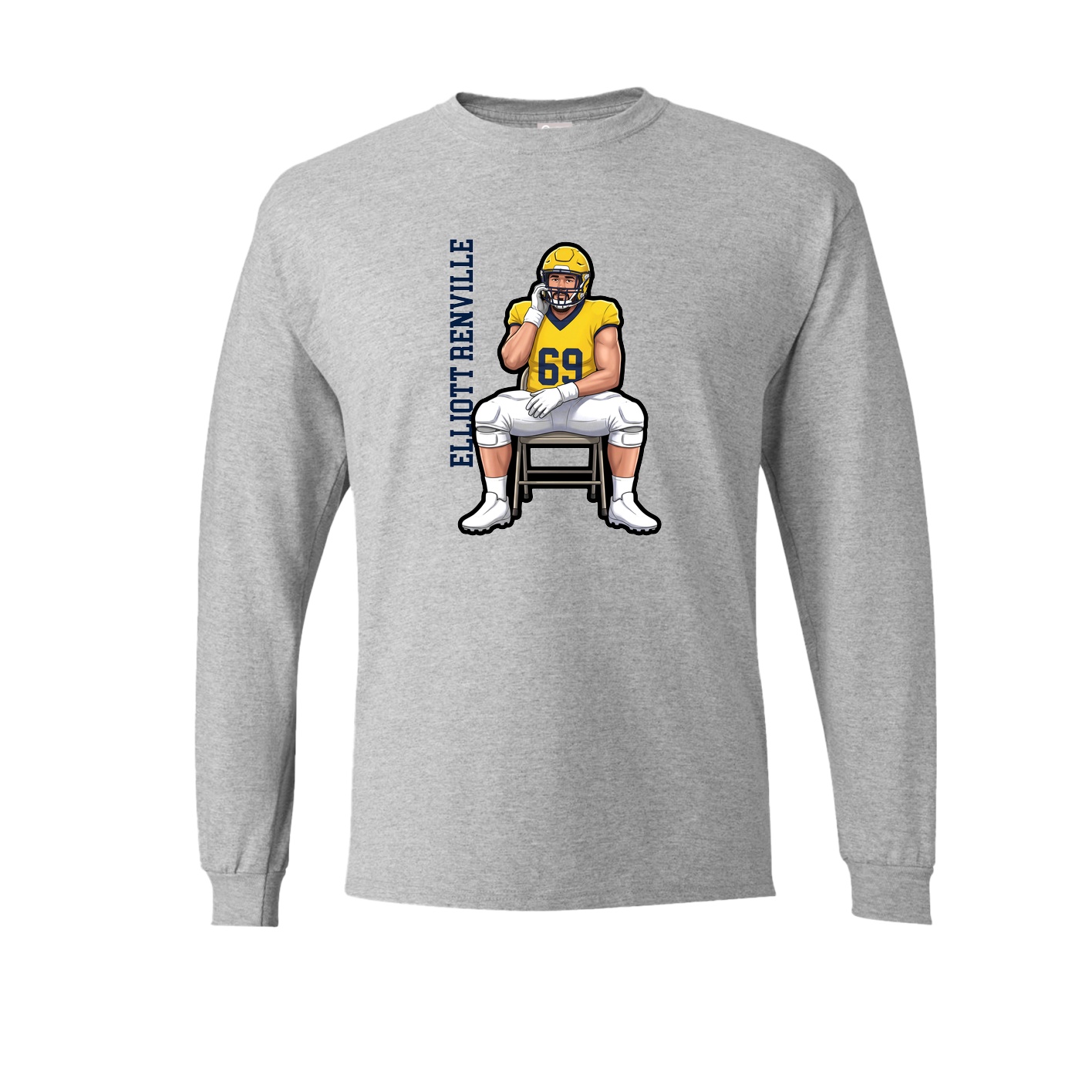 Long Sleeve Tee — Name Vertical in Grey