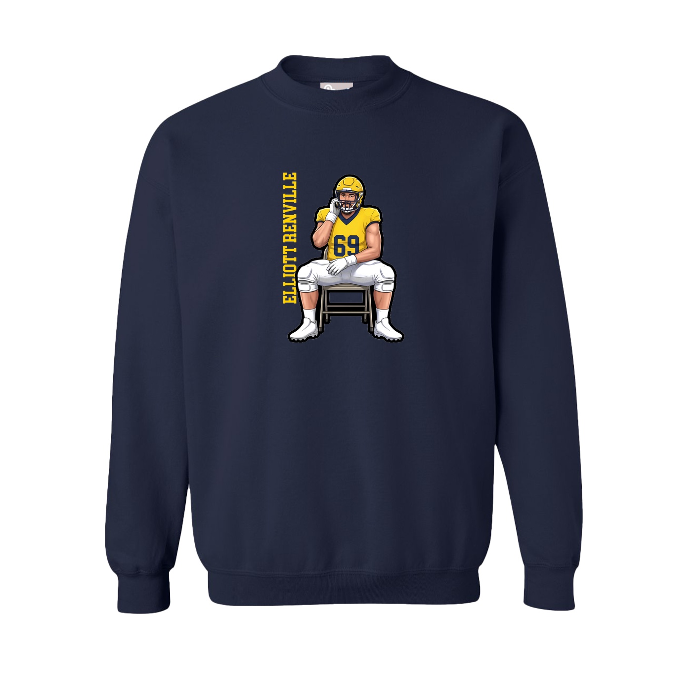 Fleece Crew — Name Vertical in Navy
