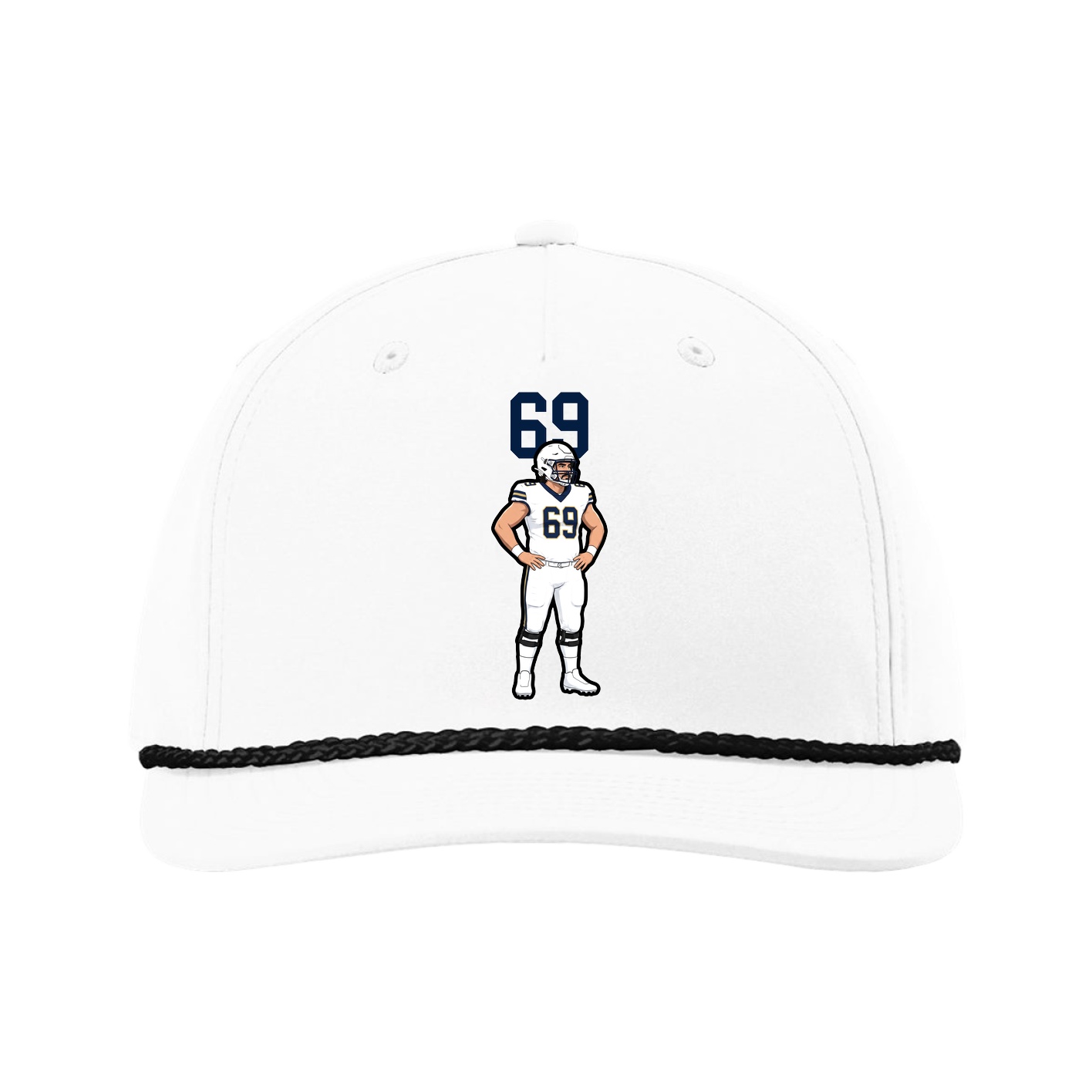 Five-Panel Classic Rope Cap — Number Top in White