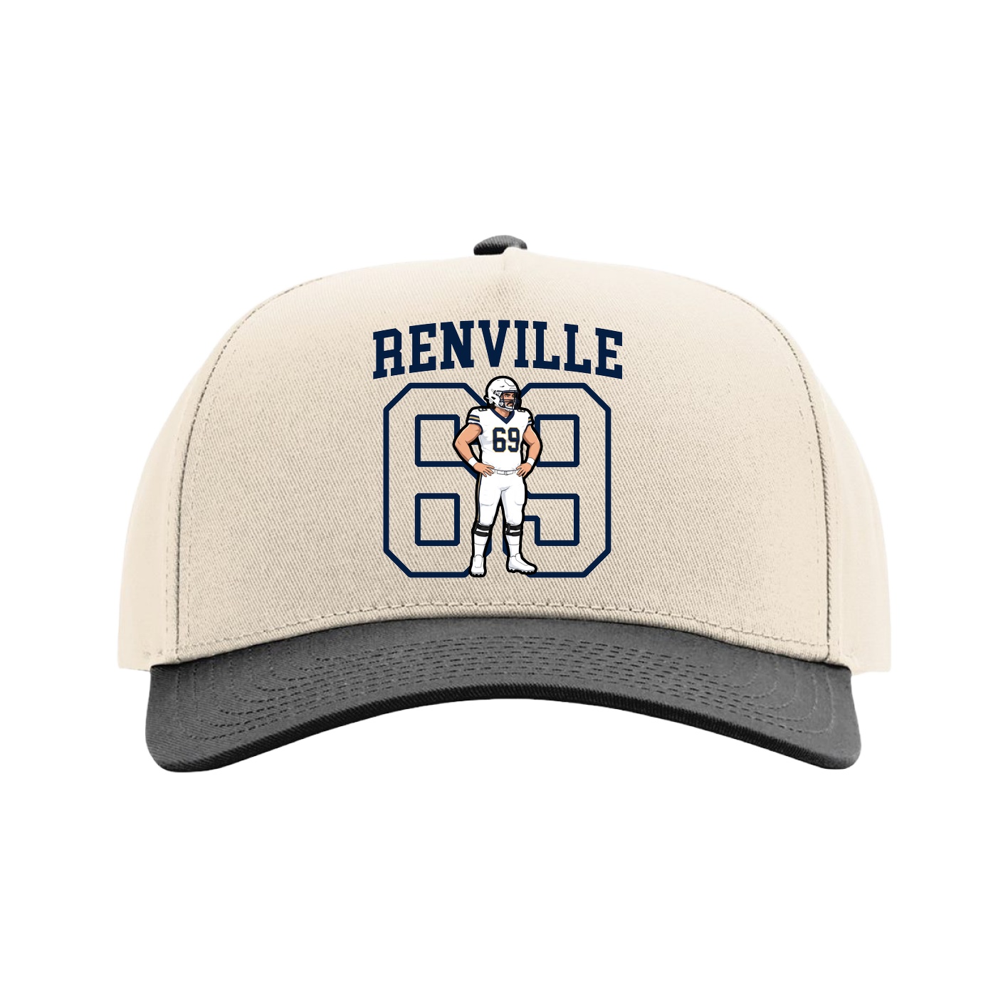 Full Fabric Five-Panel Champ Cap — Shirsey in Cream/Black