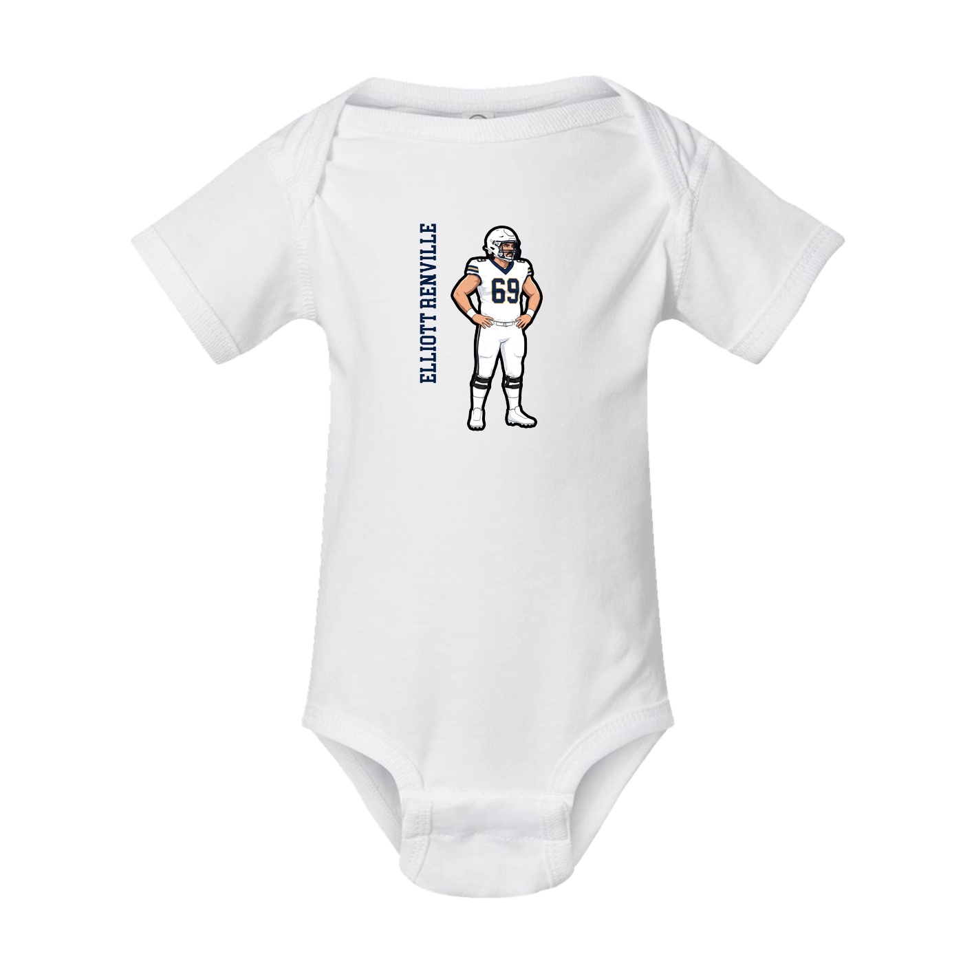 Baby Onesie — Name Vertical in White