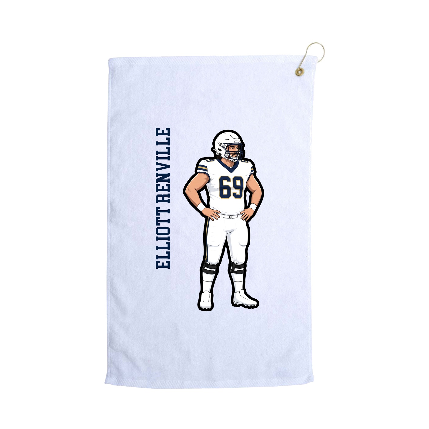Golf Towel — Name Vertical in White