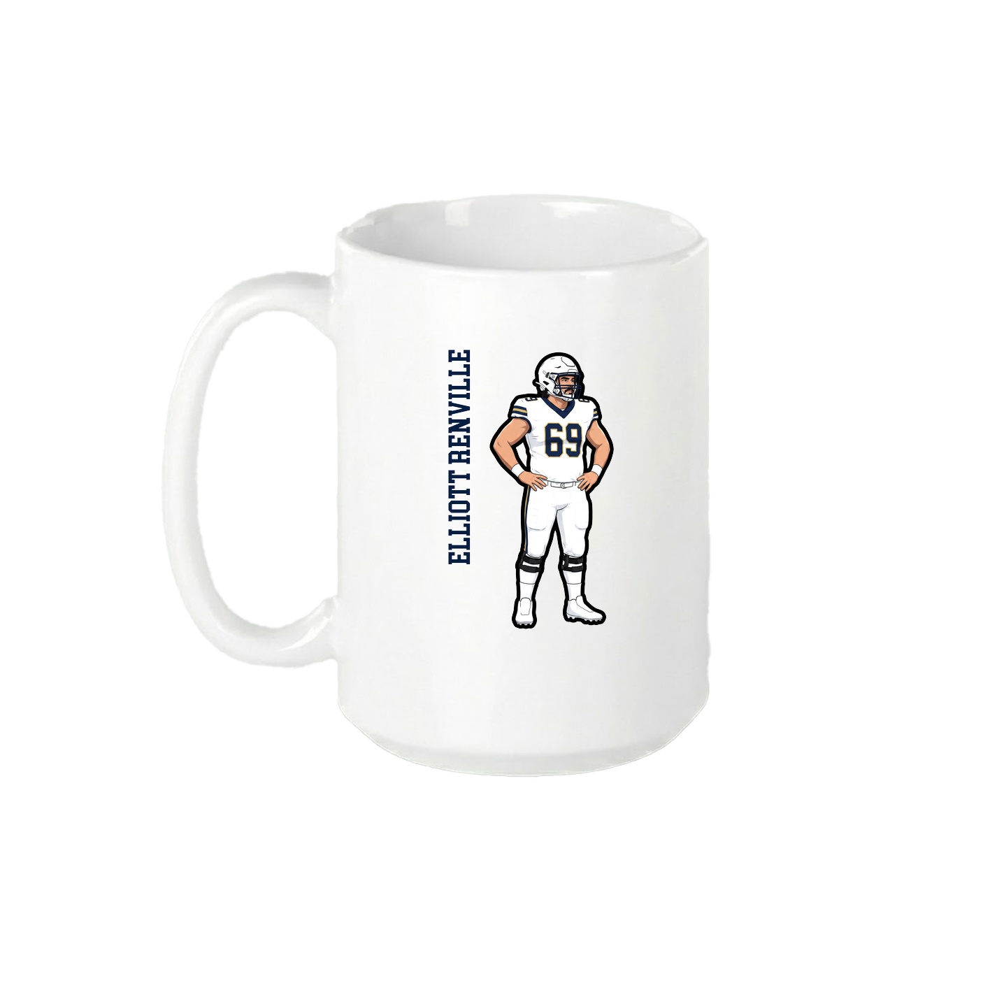 15oz Coffee Mug — Name Vertical in White