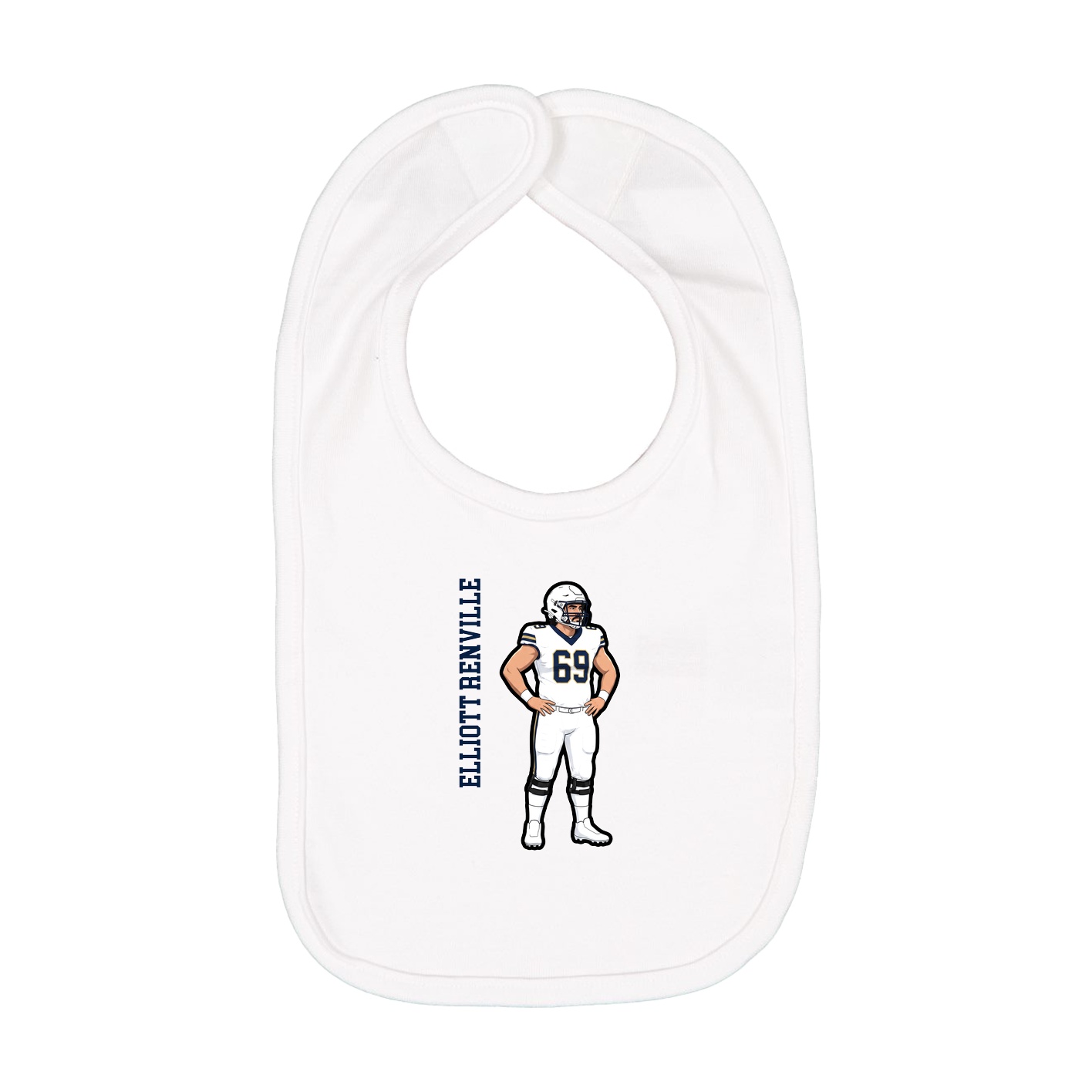 Infant Bib — Name Vertical in White
