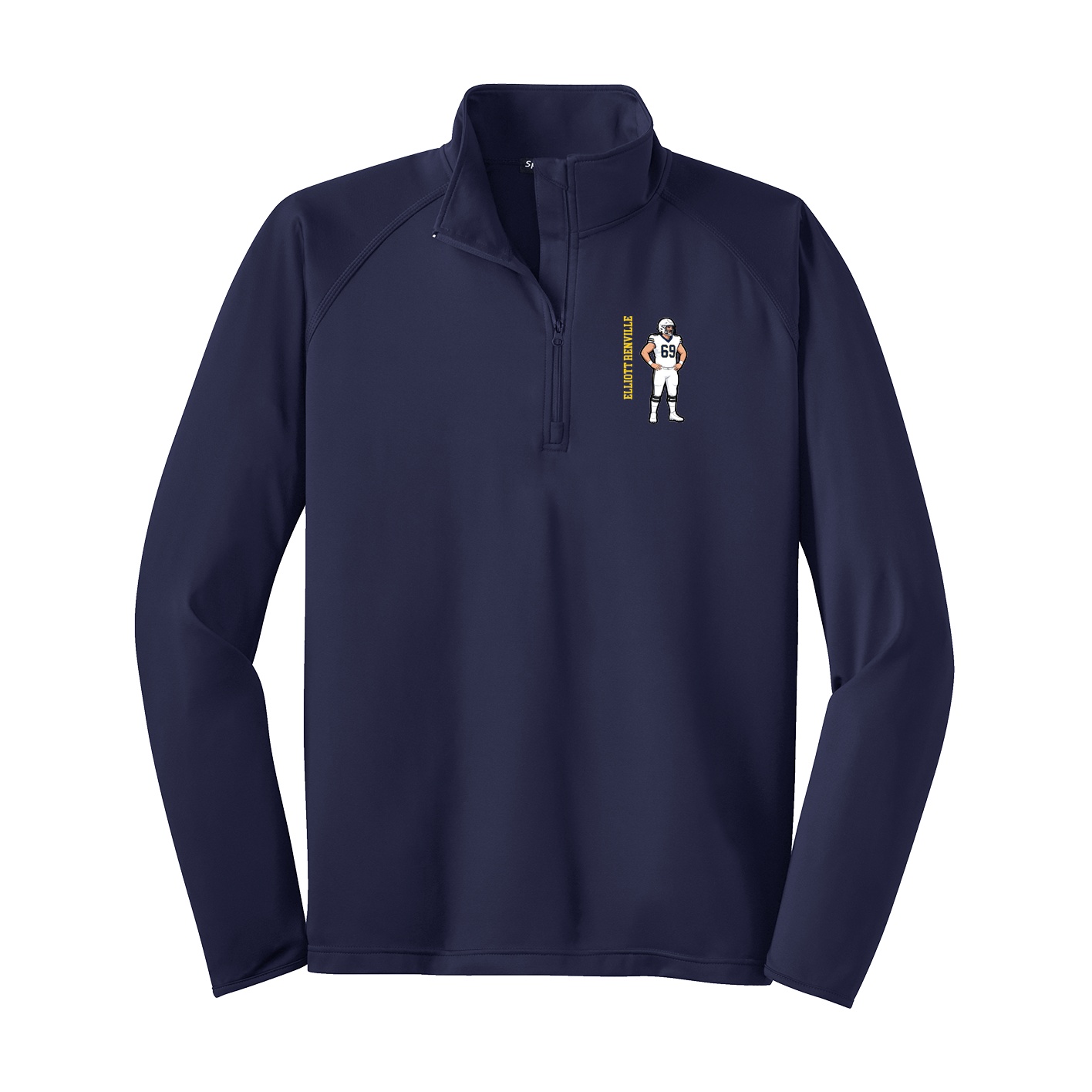 Q-Zip Pullover — Name Vertical in Navy