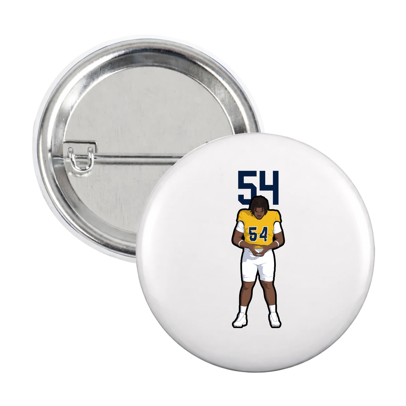 Game Day Button — Number Top in White