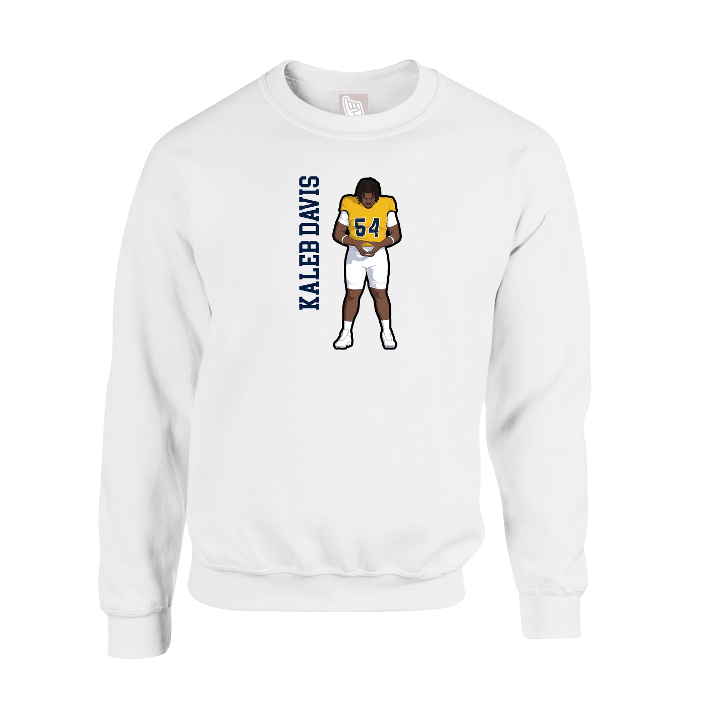 Fleece Crew — Name Vertical in White