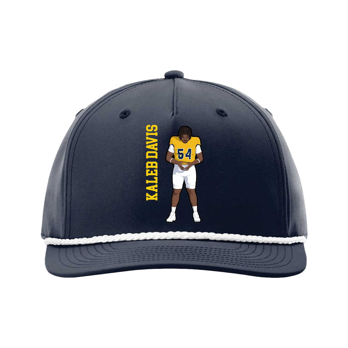 Five-Panel Classic Rope Cap — Name Vertical in Navy