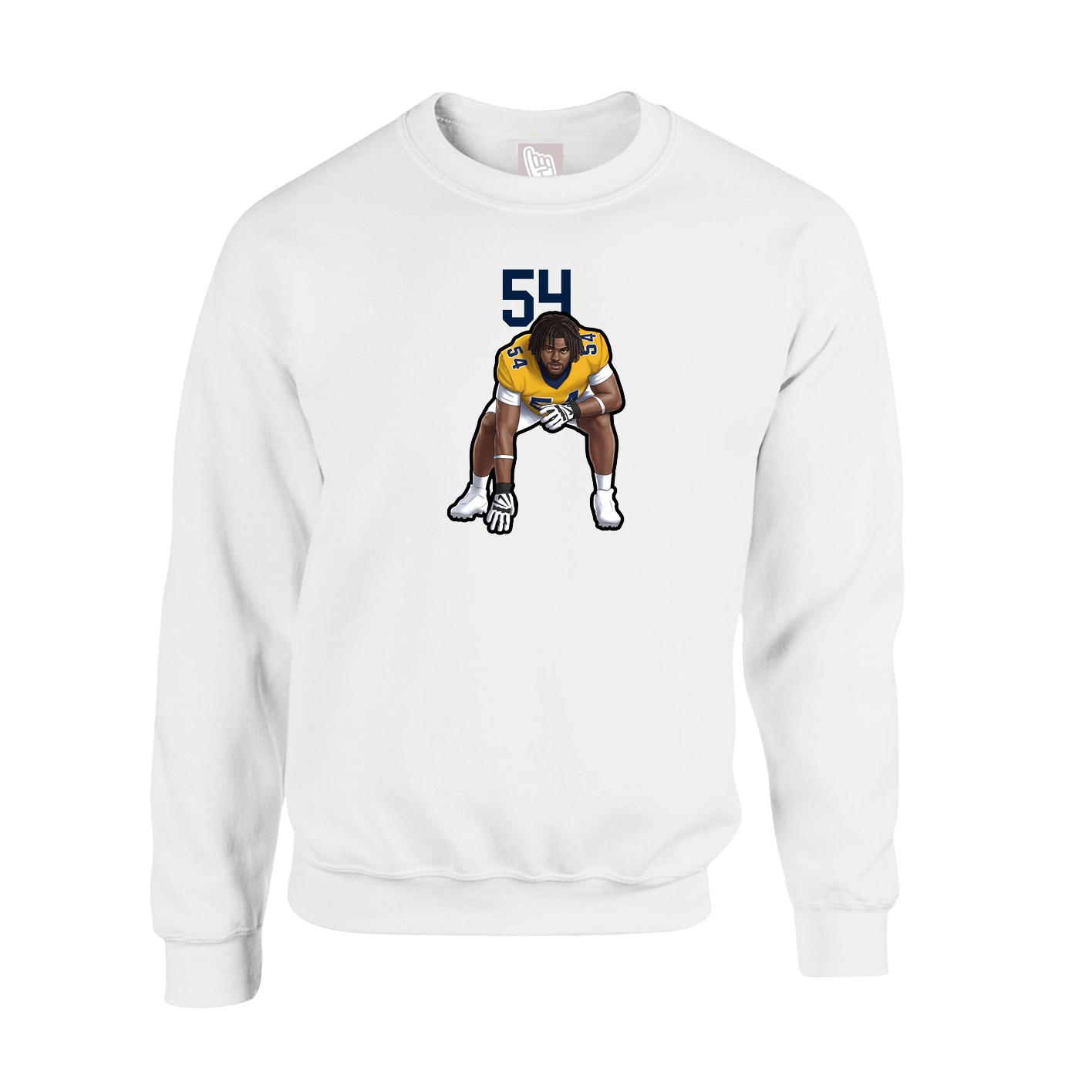 Fleece Crew — Number Top in White