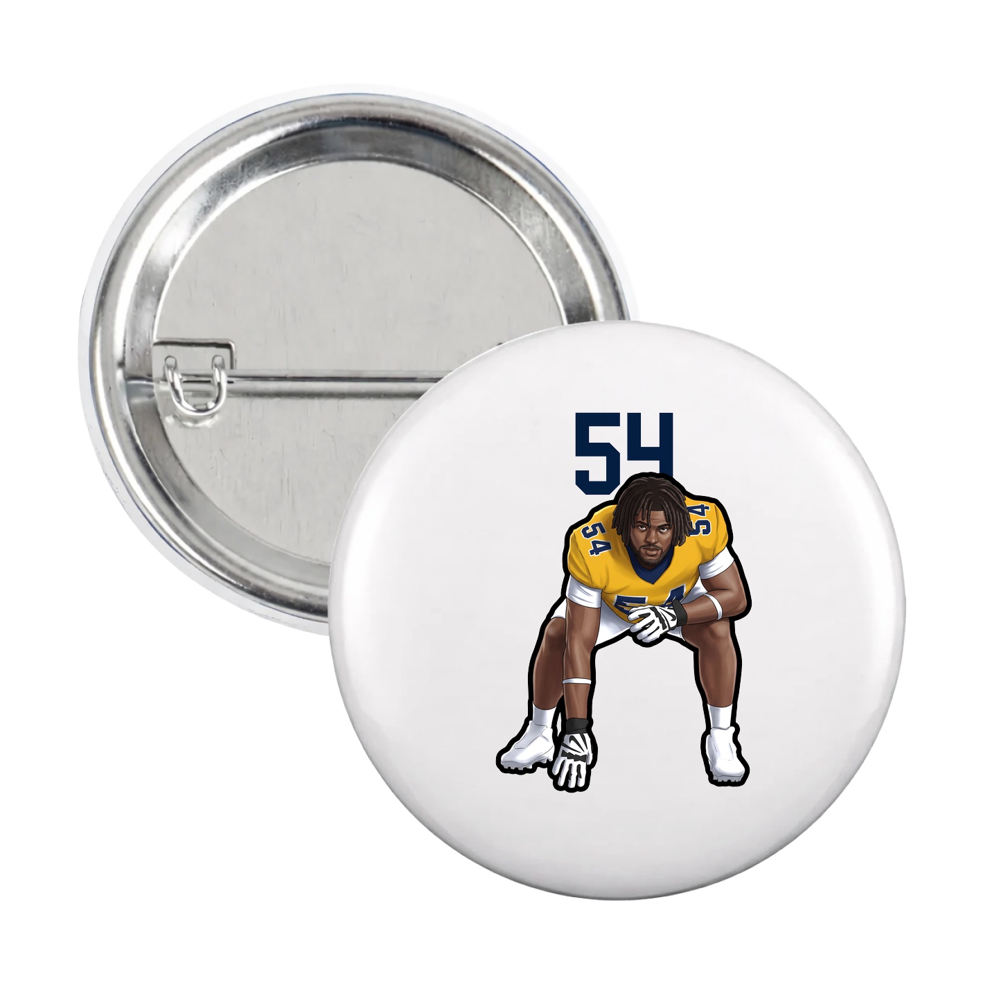 Game Day Button — Number Top in White