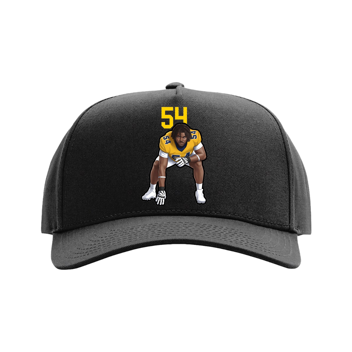 Full Fabric Five-Panel Champ Cap — Number Top in Black