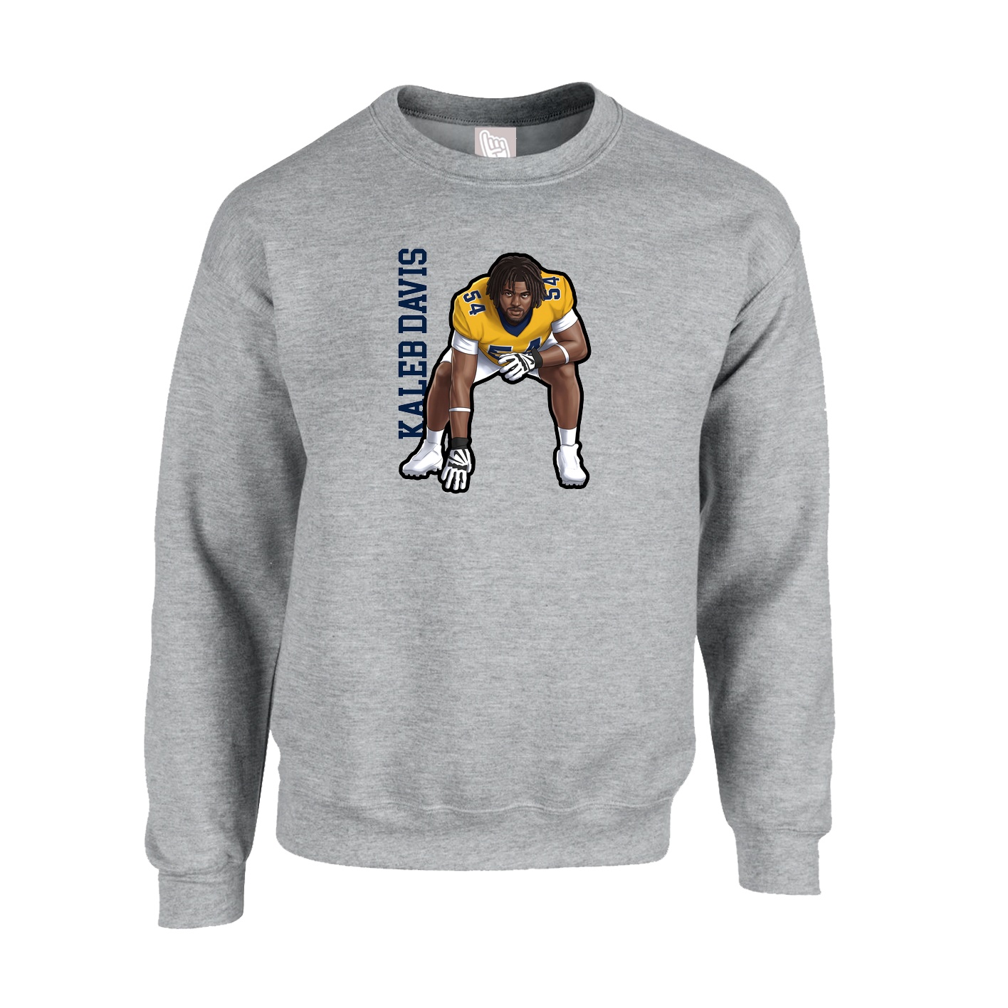 Fleece Crew — Name Vertical in Grey