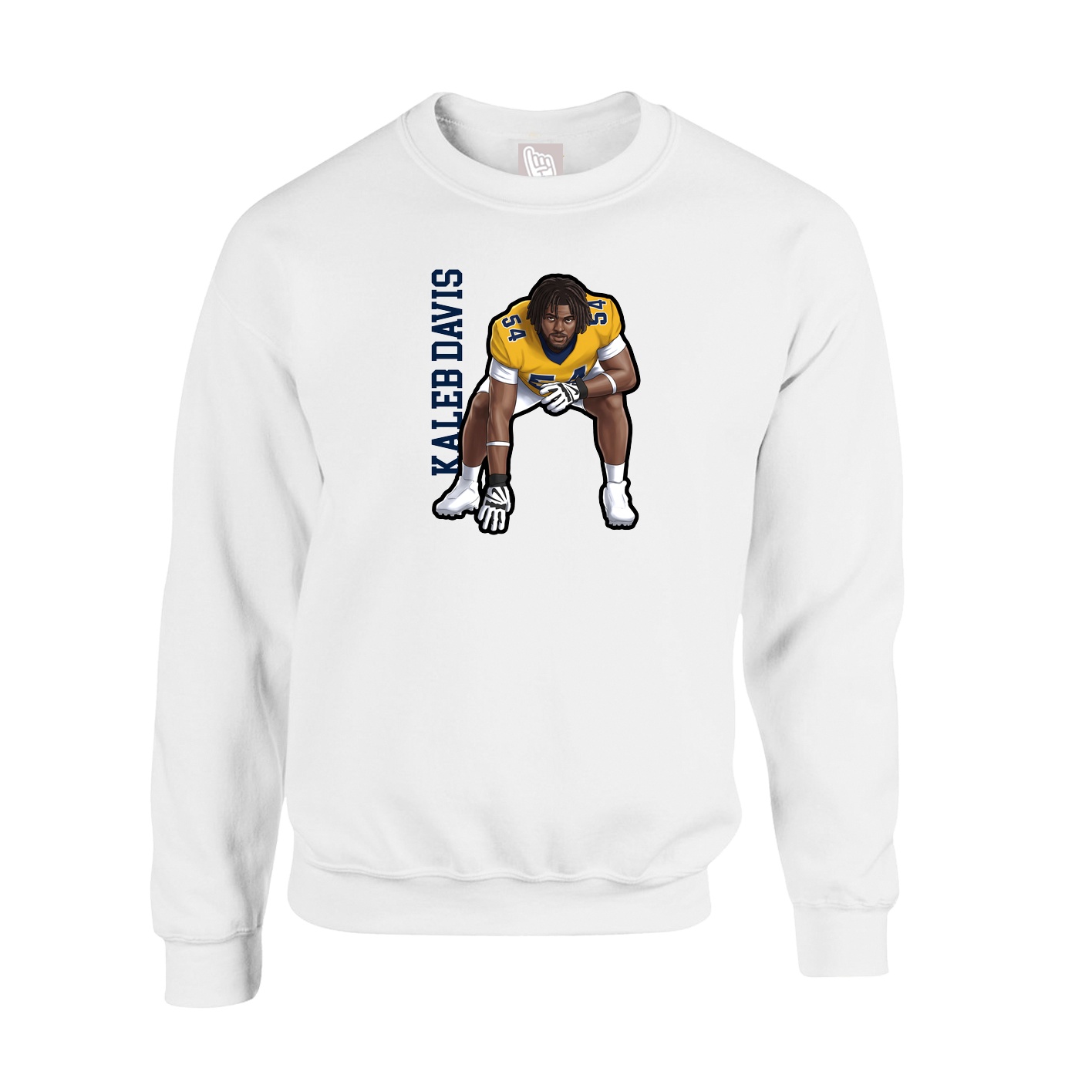 Fleece Crew — Name Vertical in White