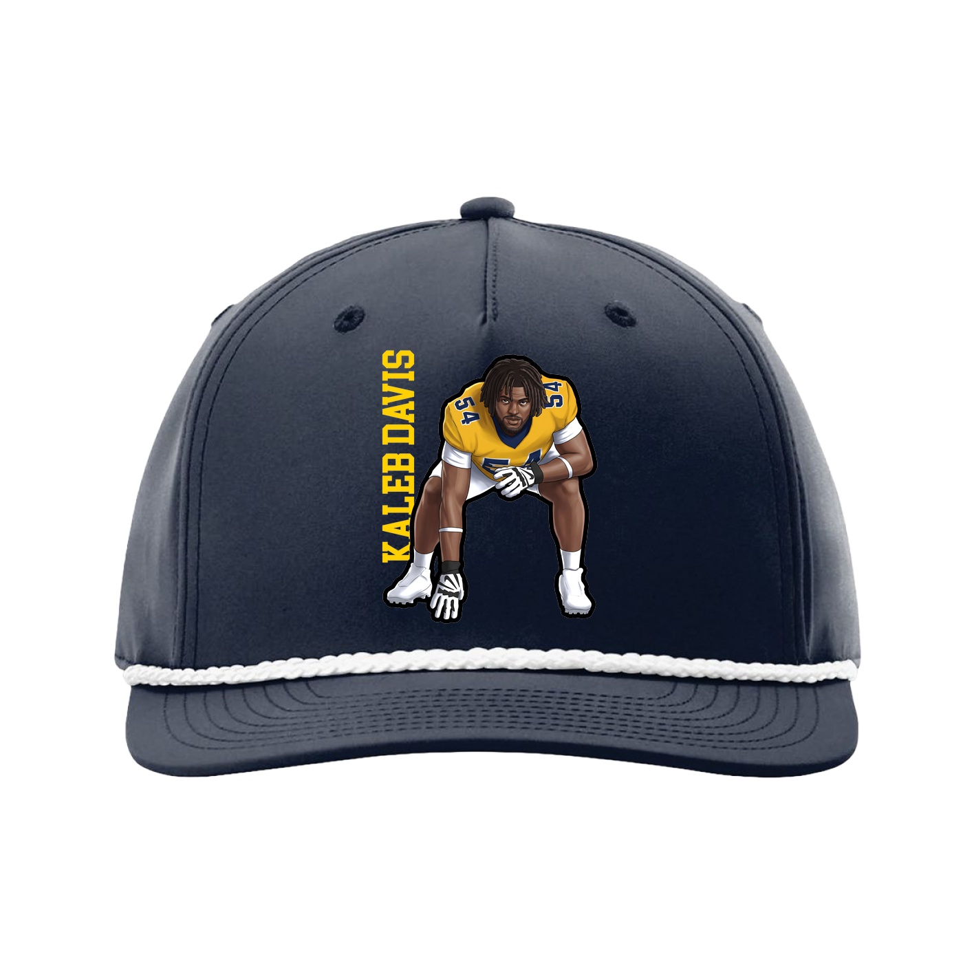 Five-Panel Classic Rope Cap — Name Vertical in Navy