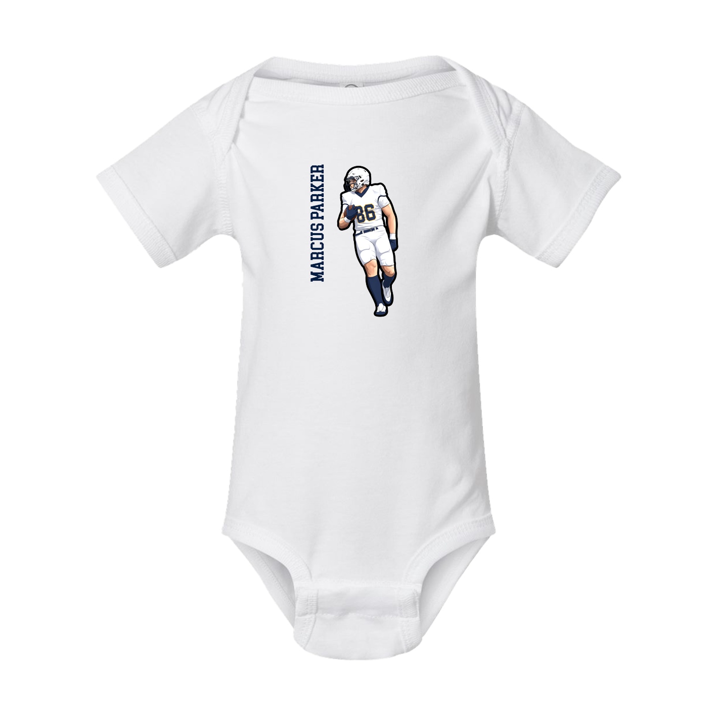 Baby Onesie — Name Vertical in White