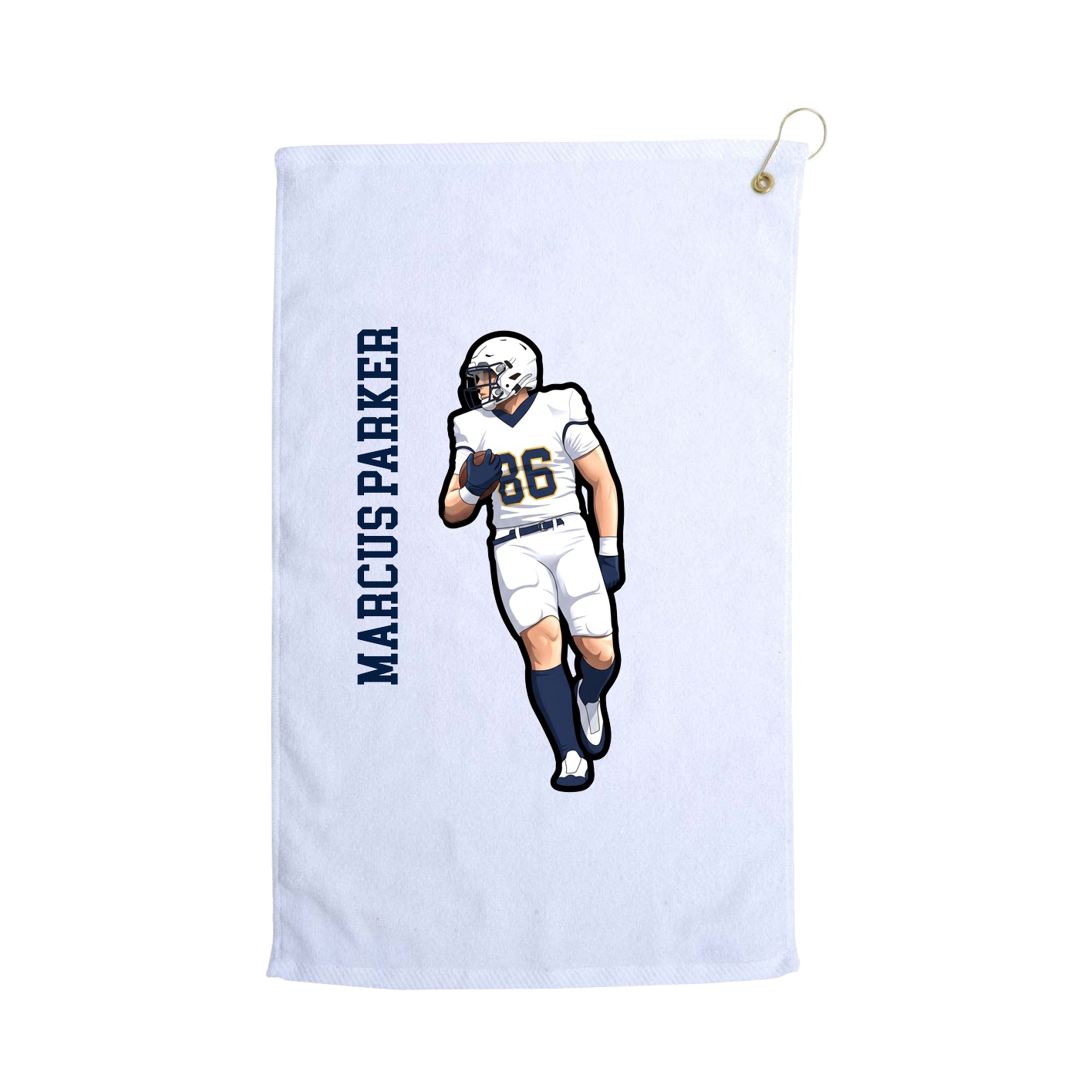 Golf Towel — Name Vertical in White