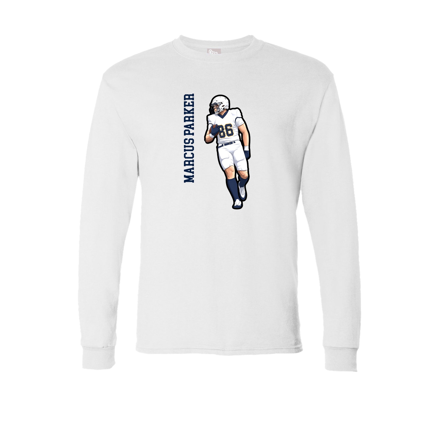 Long Sleeve Tee — Name Vertical in White