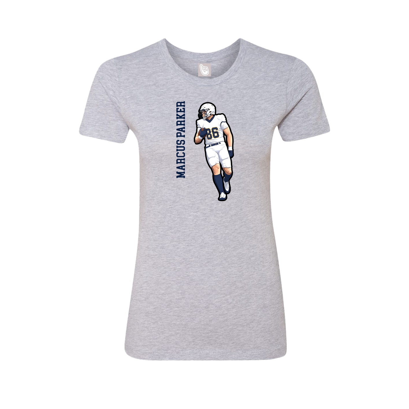 Womens Tee — Name Vertical in Grey