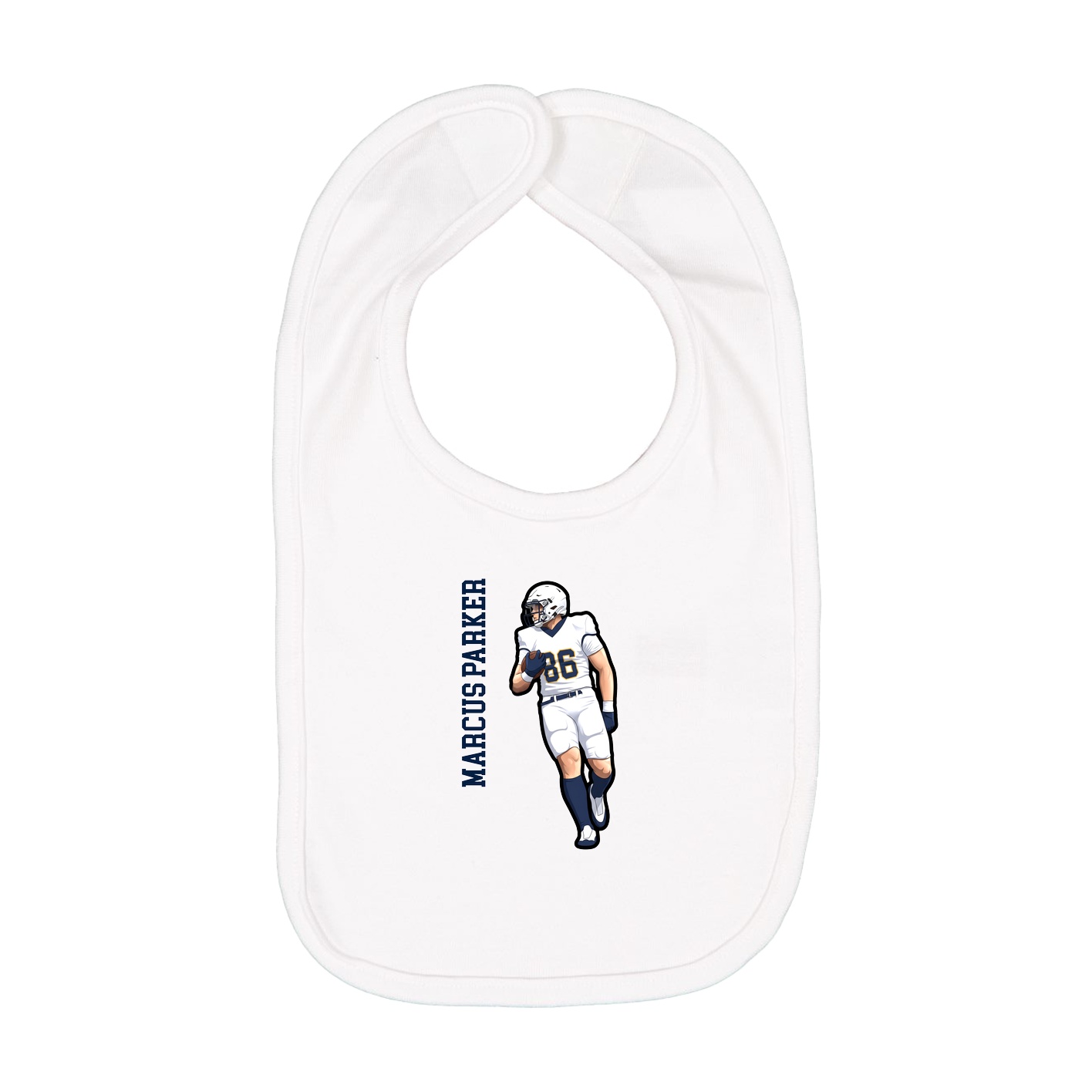 Infant Bib — Name Vertical in White