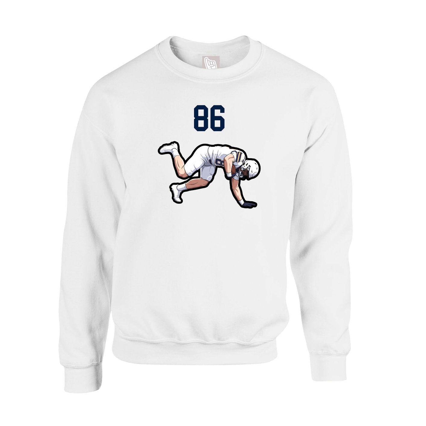 Fleece Crew — Number Top in White