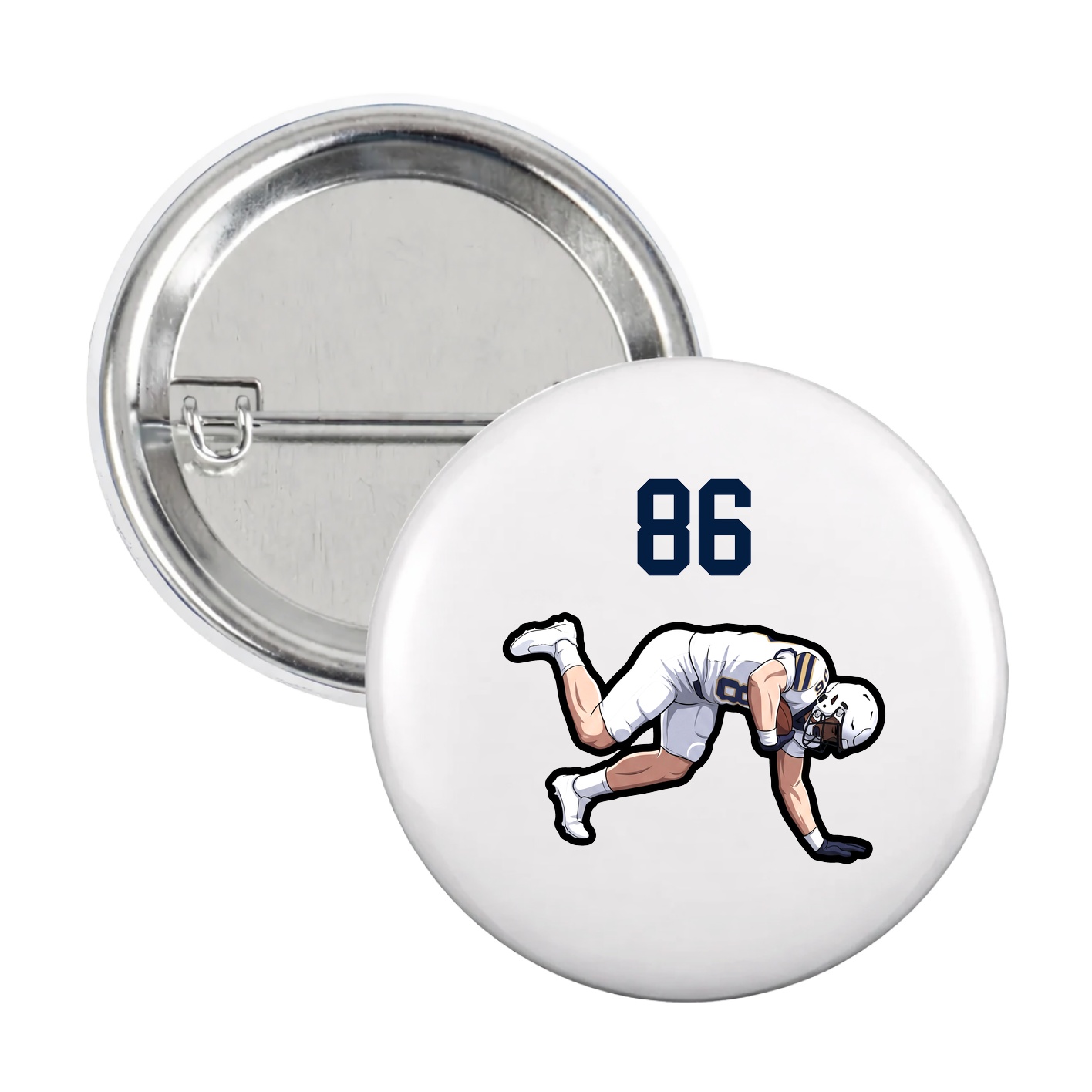 Game Day Button — Number Top in White
