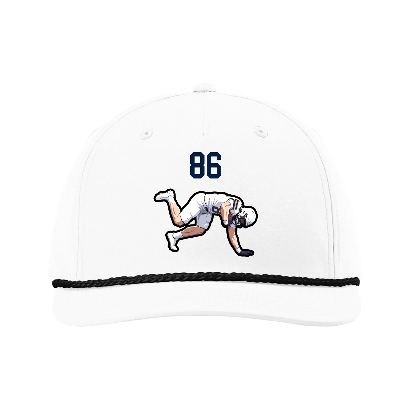 Five-Panel Classic Rope Cap — Number Top in White