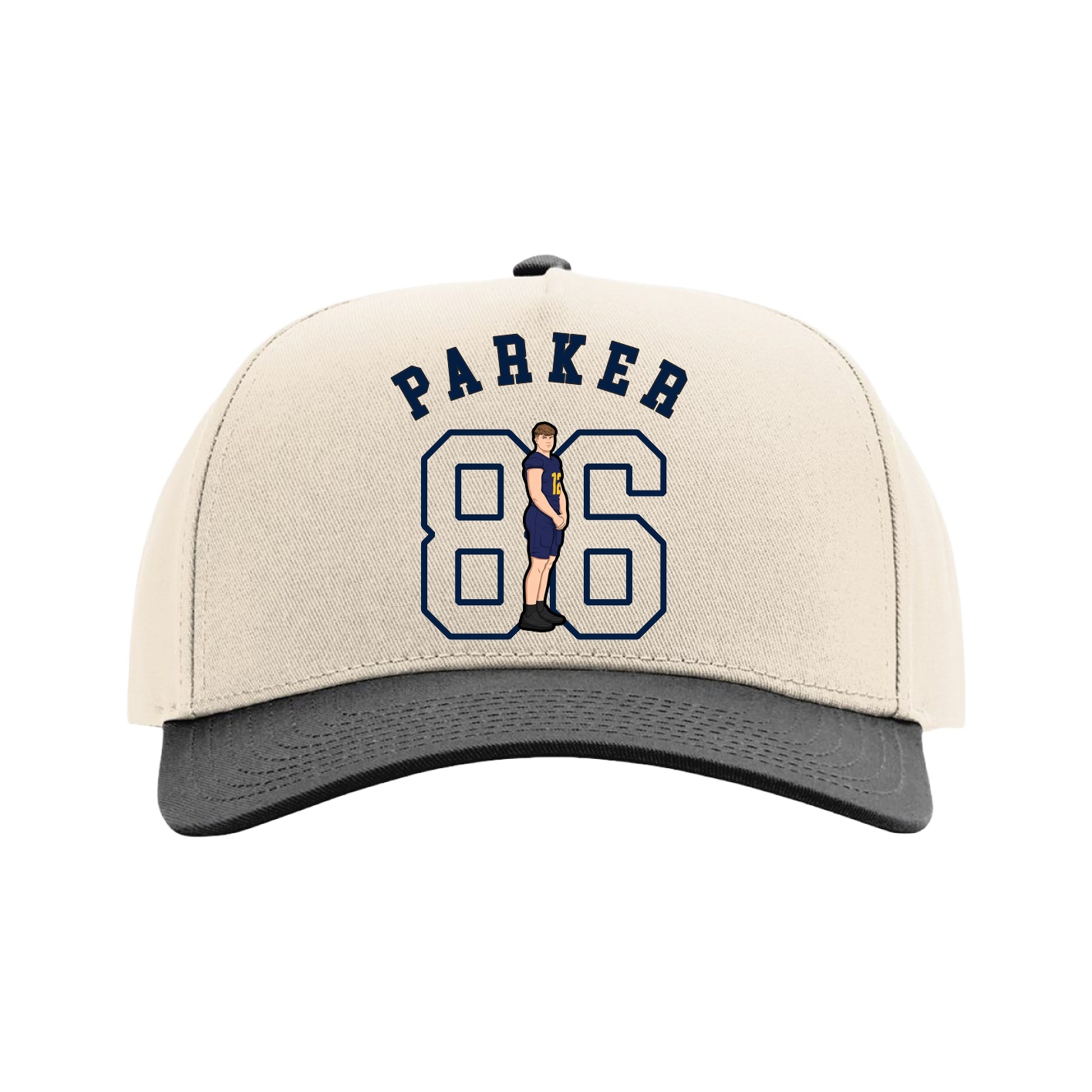 Full Fabric Five-Panel Champ Cap — Shirsey Arch in Cream/Black