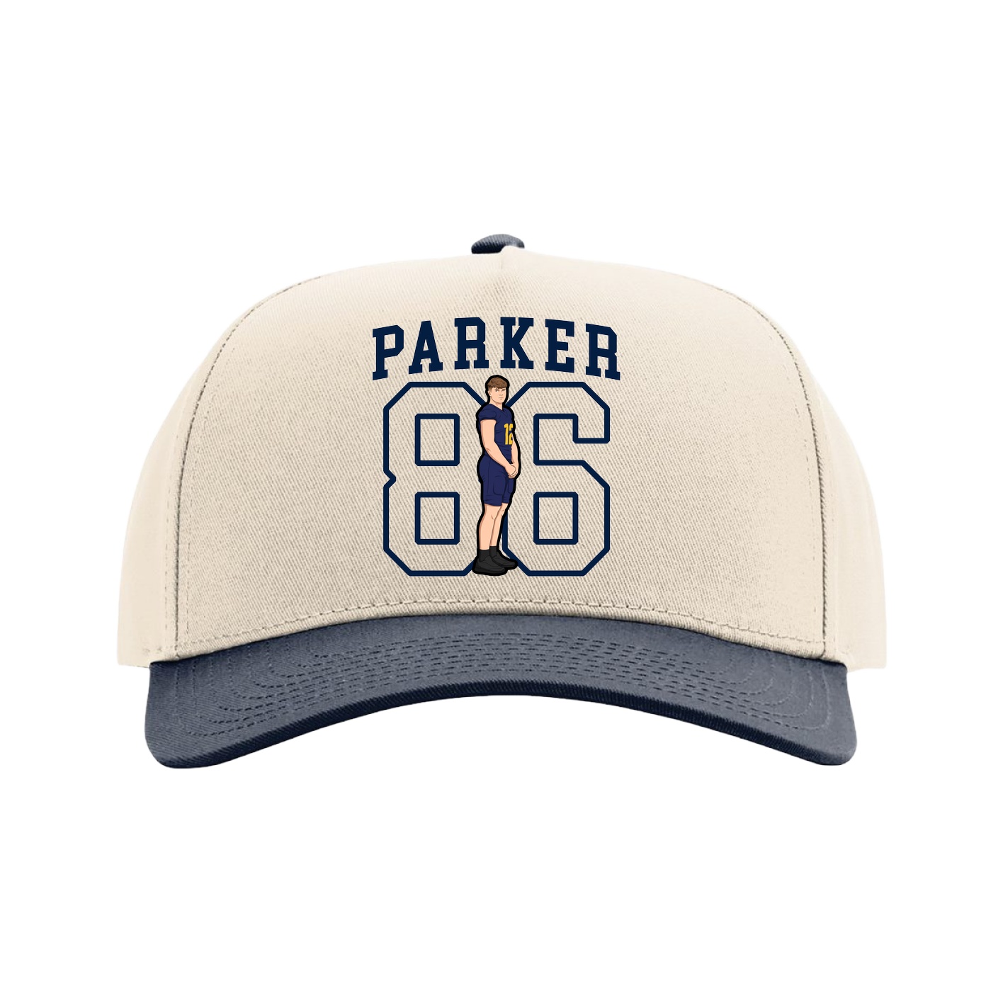 Full Fabric Five-Panel Champ Cap — Shirsey in Cream/Navy