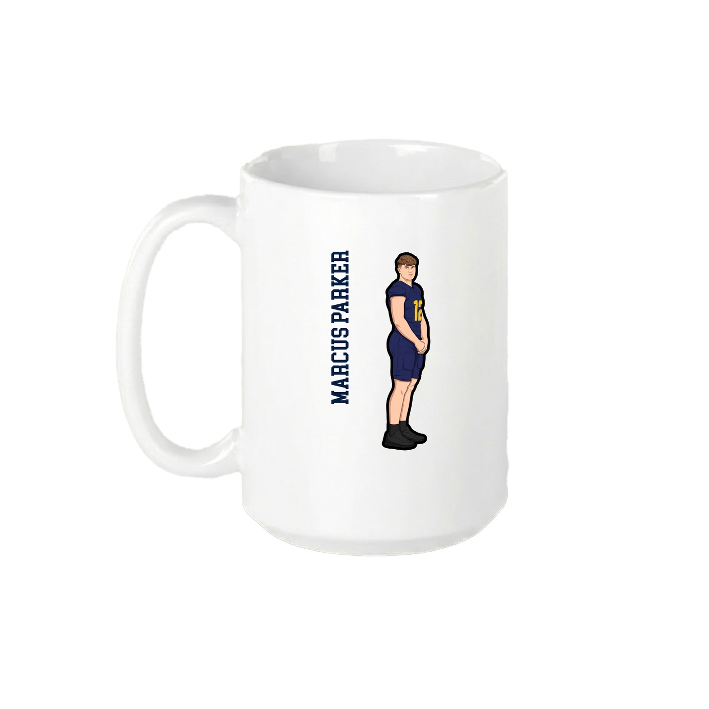 15oz Coffee Mug — Name Vertical in White